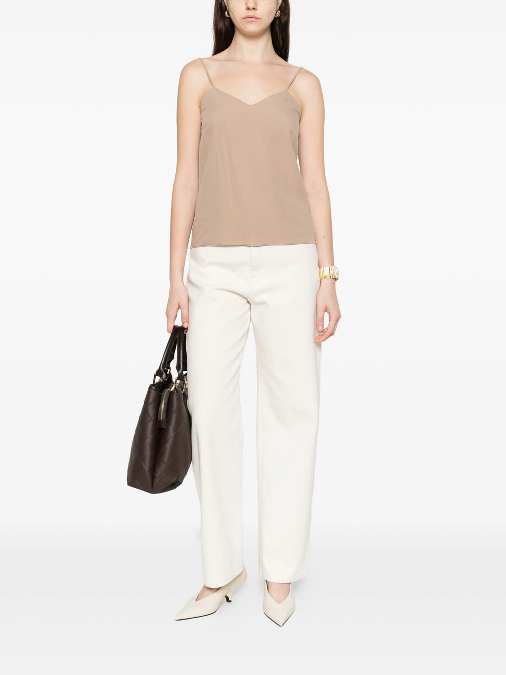 Image of Beige Silk Top by Max Mara for Women - Season Spring-Summer 2026 - Model view 1