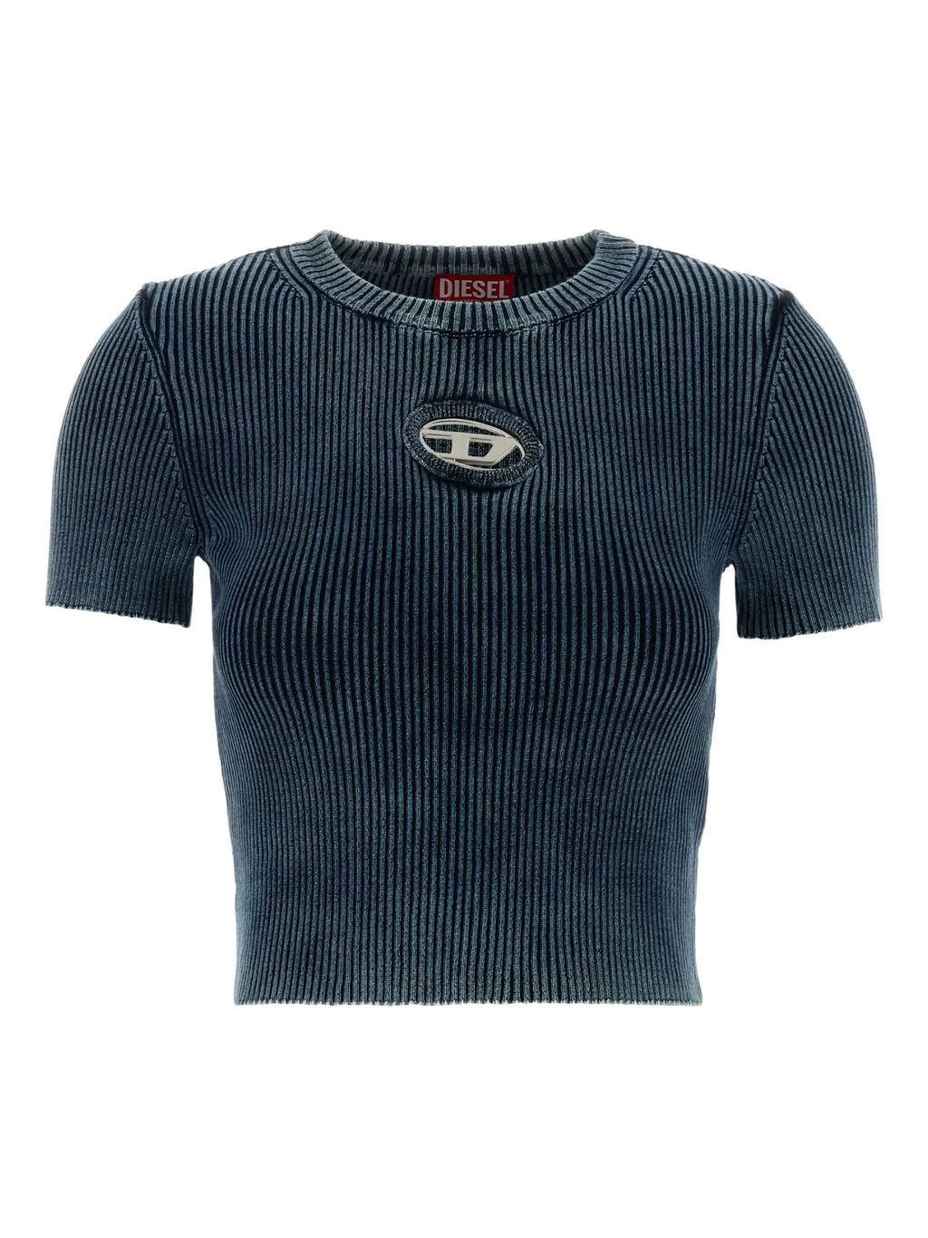 Image of Blue Ribbed M-Anchor T-Shirt by Diesel for Women - Season Spring-Summer 2026 - Model View 1