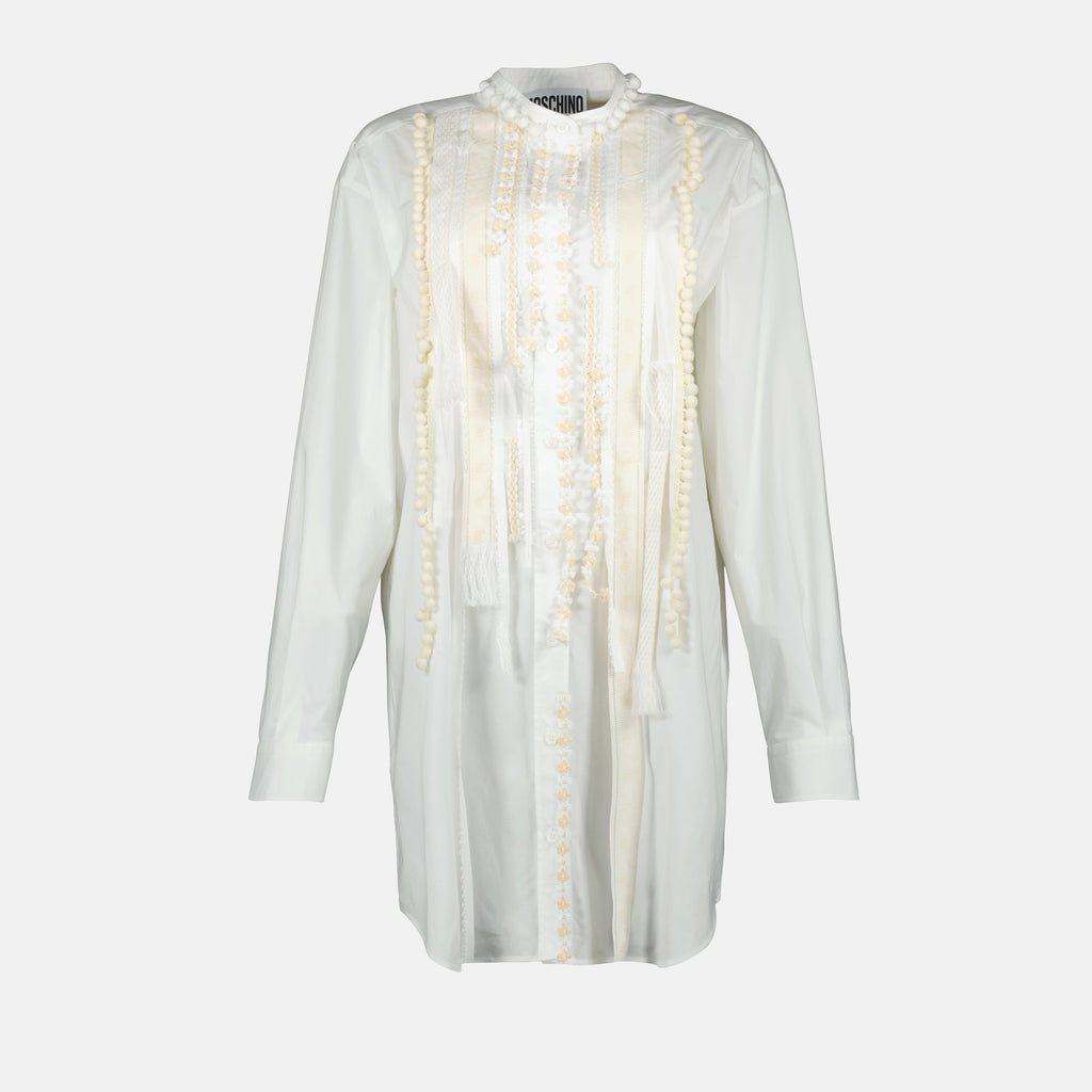 poplin shirt dress, embroidered dress, fashion dress, elegant dress, spring summer collection