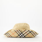 Burberry visor hat, beige check hat, cotton gabardine accessory, unisex visor cap, adjustable summer hat