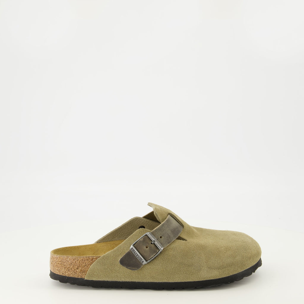 Boston Kaki Suede Mules