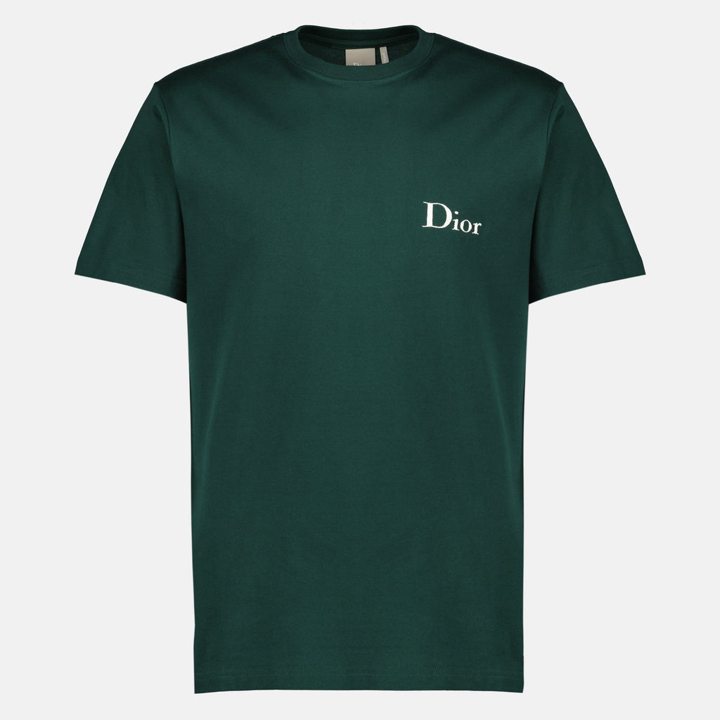 T-shirt brodé en coton vert