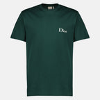 Grünes Baumwoll-T-Shirt mit Stickerei