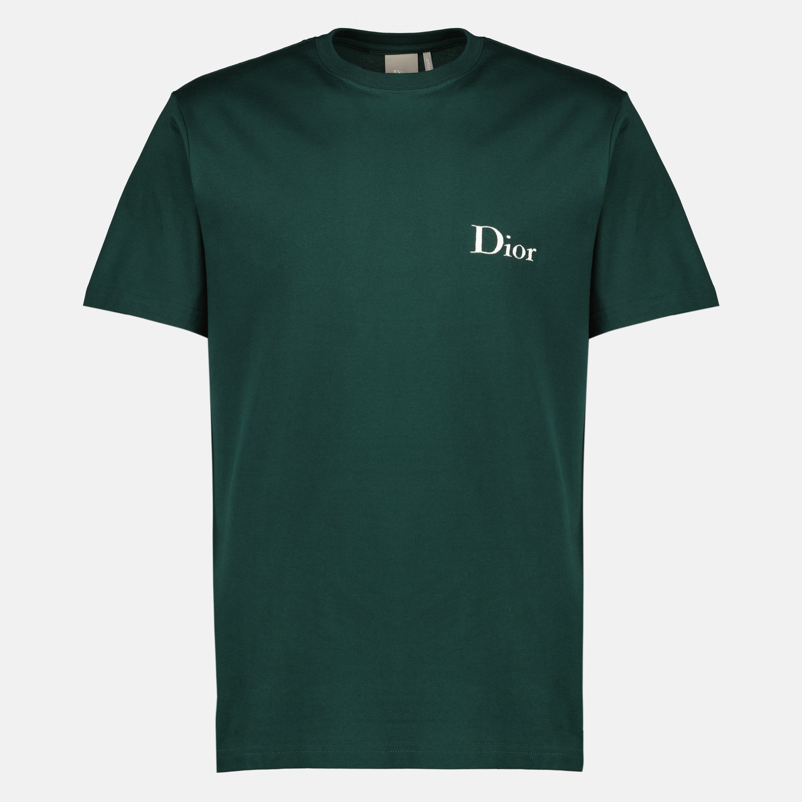 T-shirt brodé en coton vert