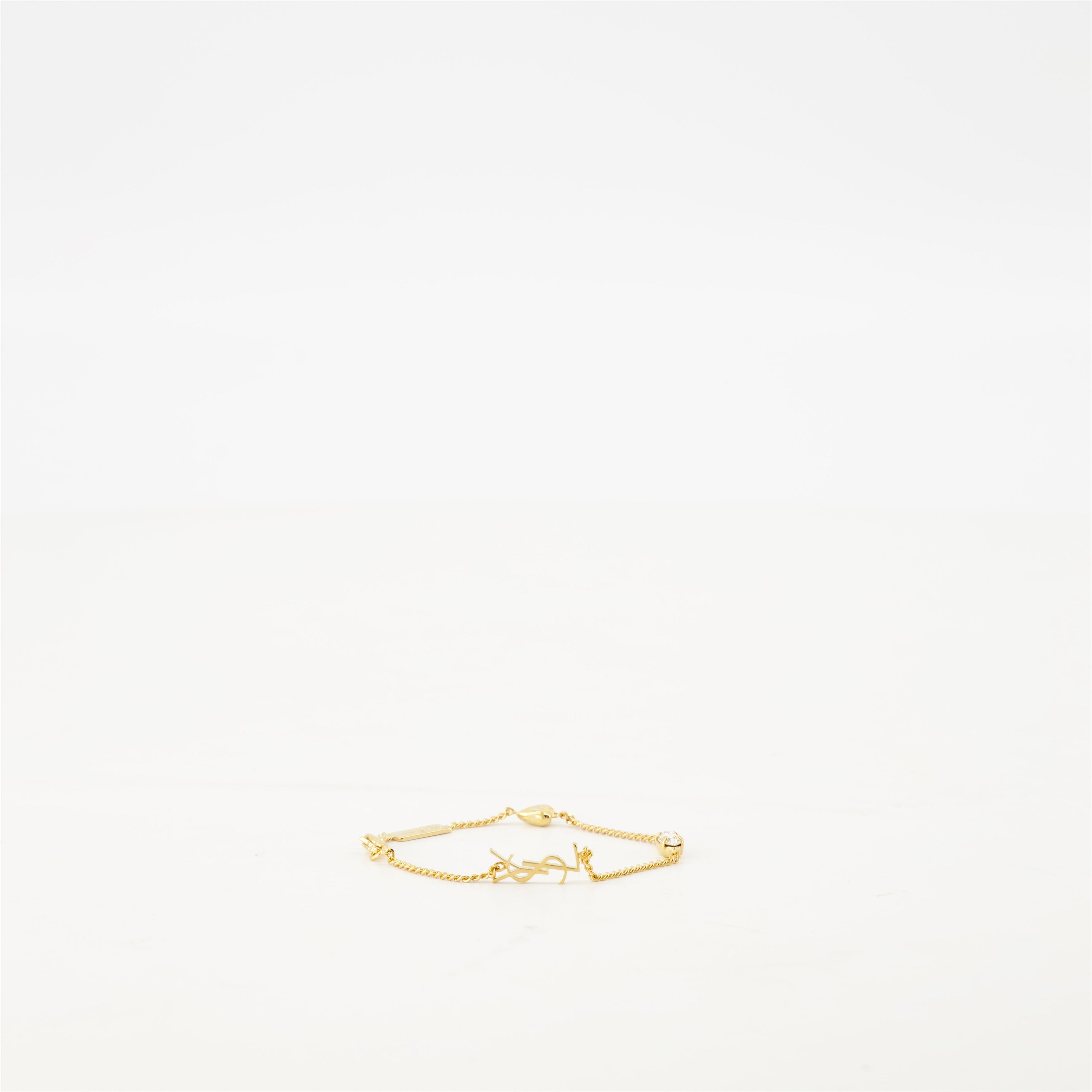 Cassandre bracelet, gold charms bracelet, elegant accessories, Saint Laurent bracelet, strass jewelry