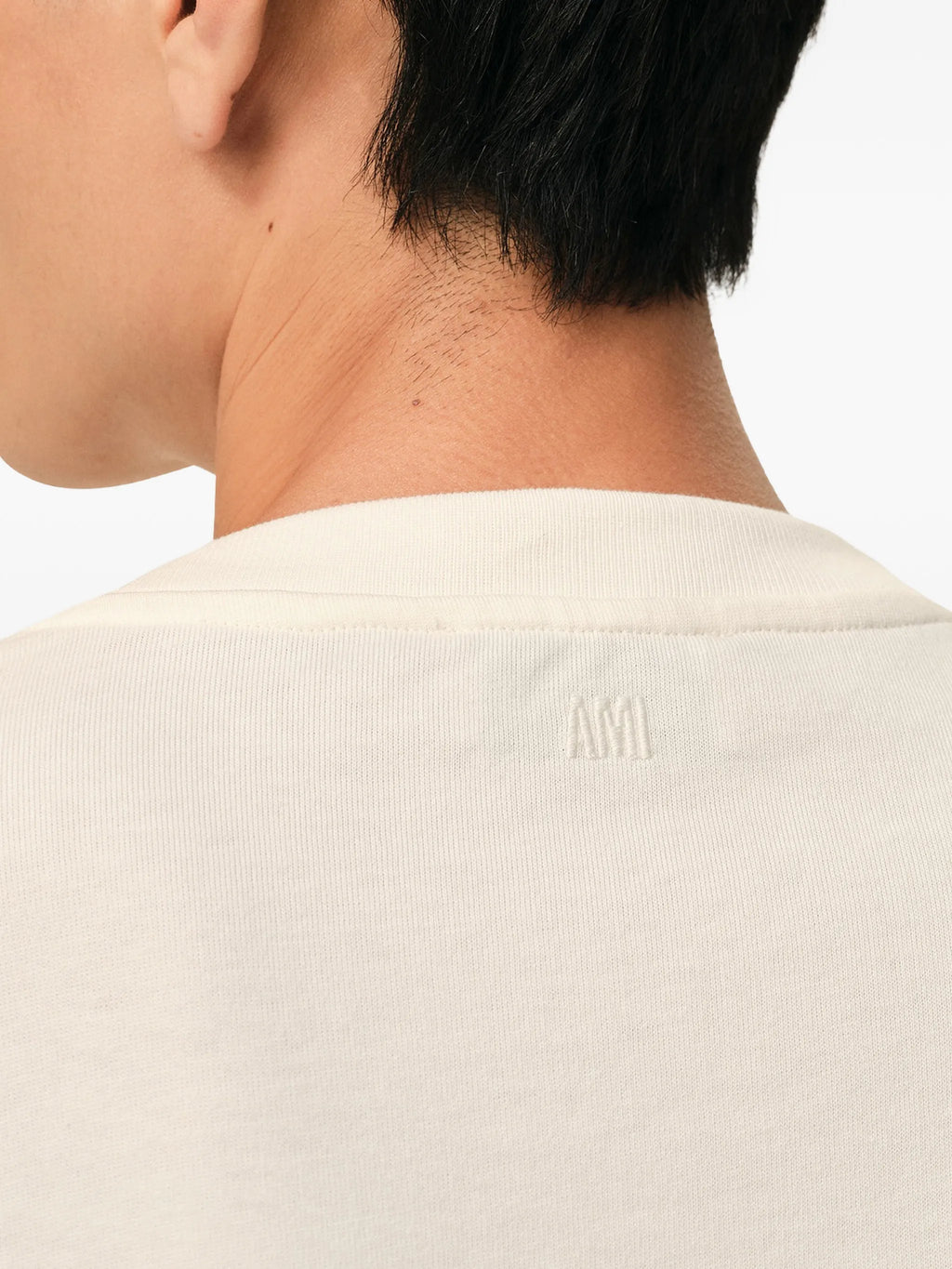 Image of Ami Paris White Cotton T-Shirt by Ami PARIS for Unisex - Season Spring-Summer 2026 - Model View 4