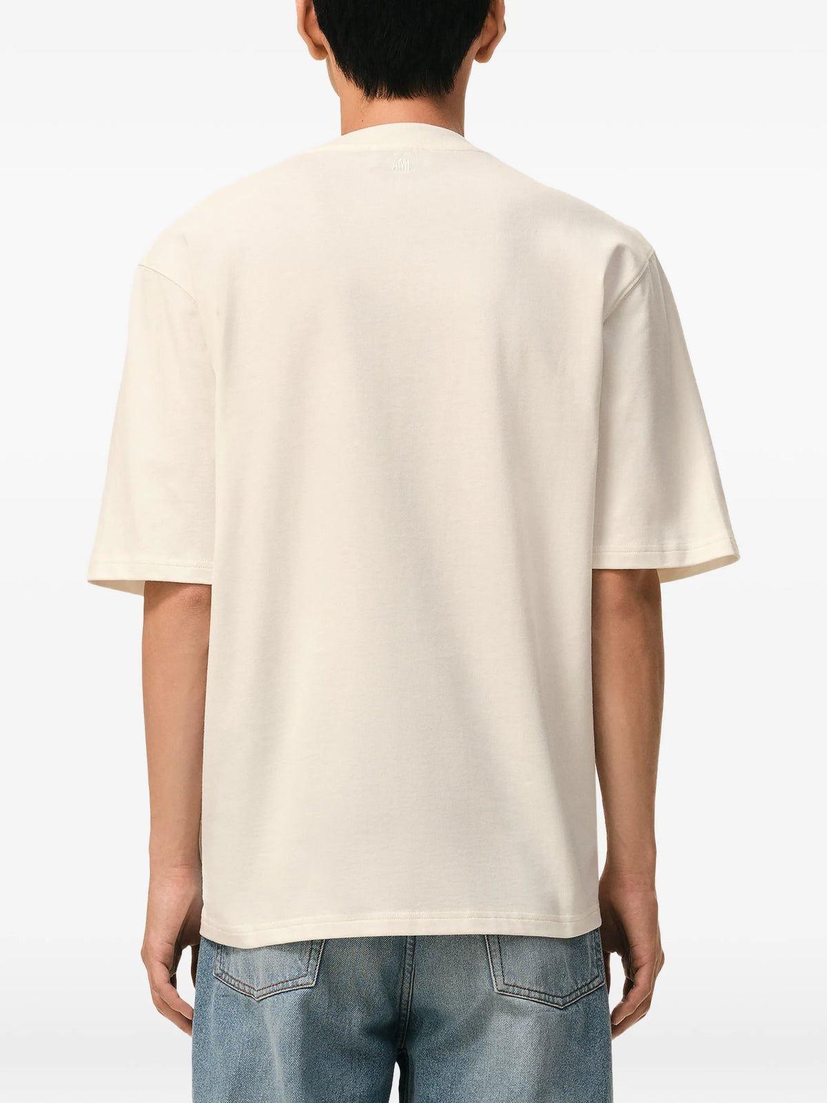 Image of Ami Paris White Cotton T-Shirt by Ami PARIS for Unisex - Season Spring-Summer 2026 - Model View 3