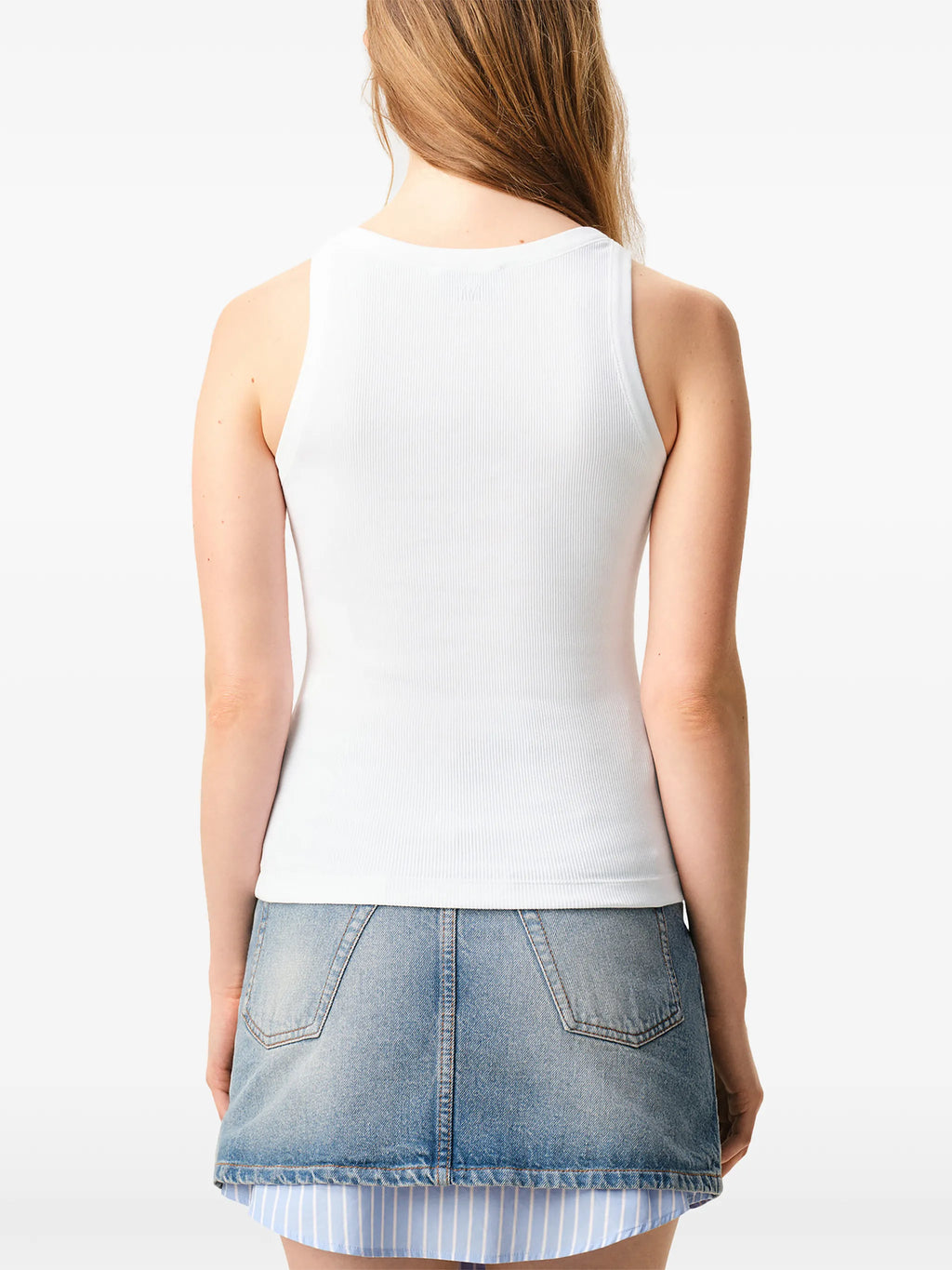 Image of Ami de Coeur White Tank Top by Ami PARIS for Women - Season Spring-Summer 2026 - Model view 3