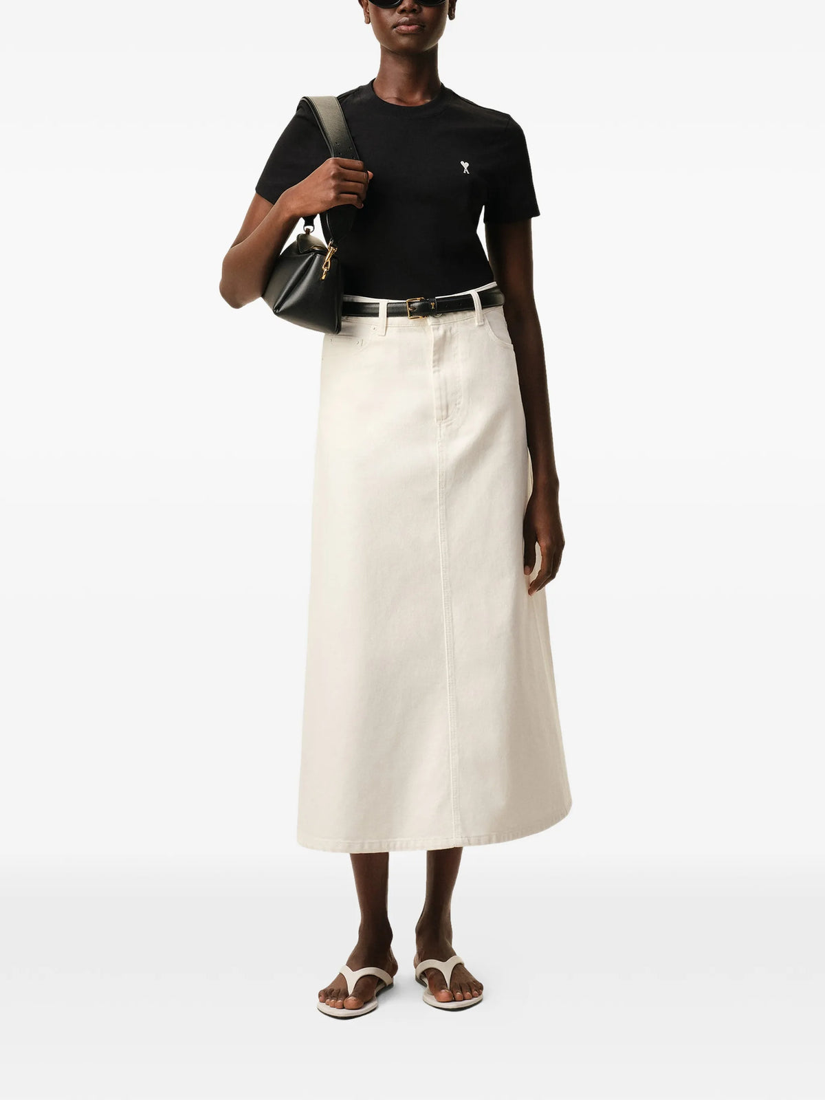 Image of t-shirt ami de coeur black cotton by Ami PARIS for Women - Season Spring-Summer 2026 - Model View 1