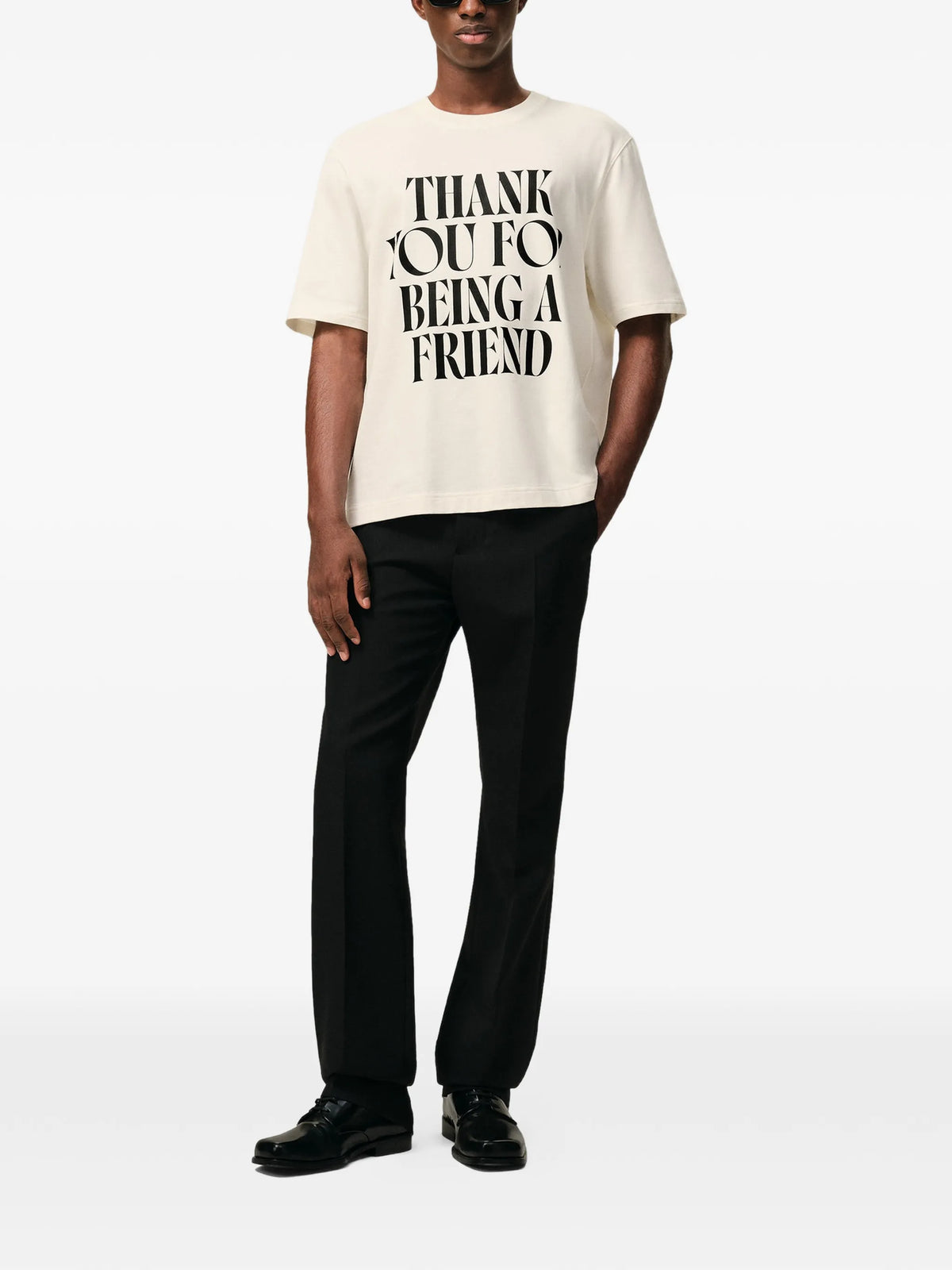 Image of White Printed T-Shirt by Ami PARIS for Unisex - Season Spring-Summer 2026 - Model View 2