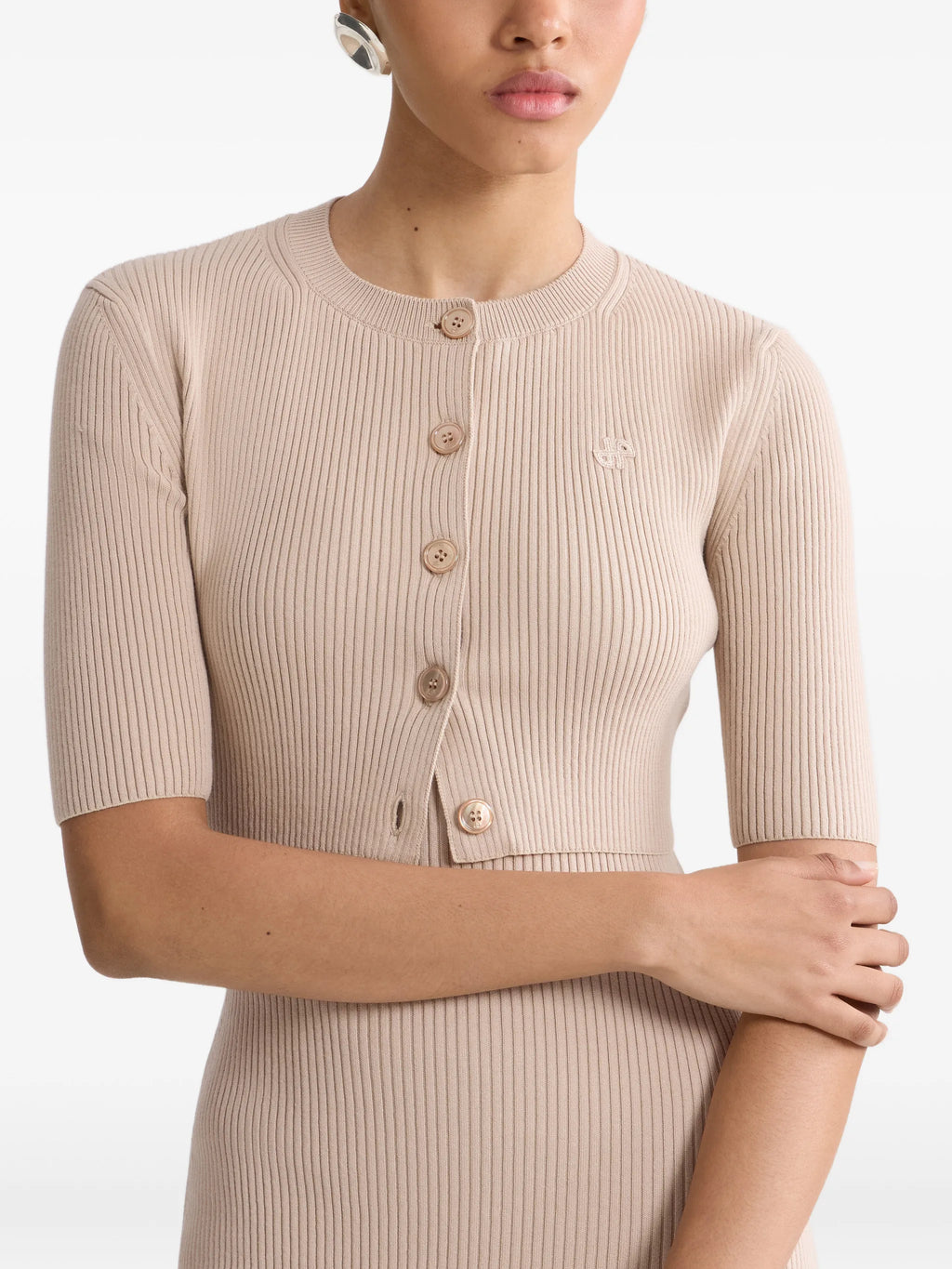Image of Robe beige côtelée by Patou for Women - Season Spring-Summer 2026 - Model View 3