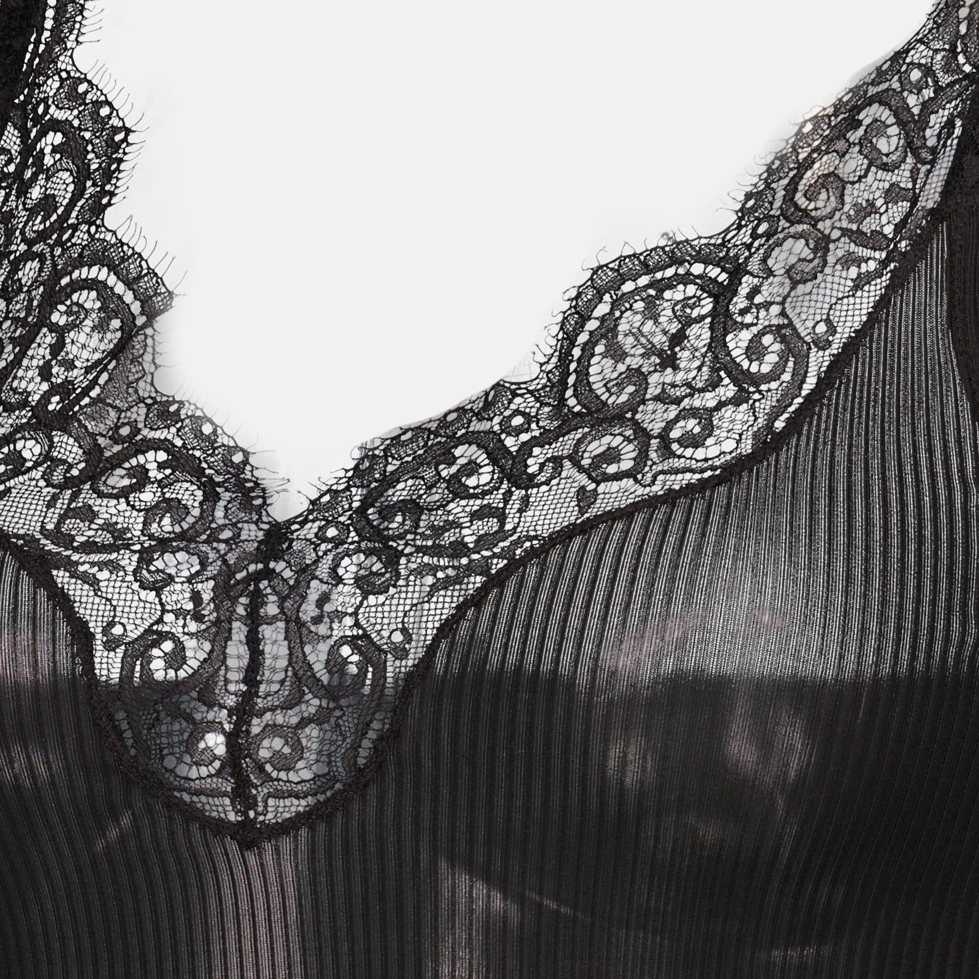 silk tank top, Saint Laurent top, black tank top, adjustable straps, lace finish