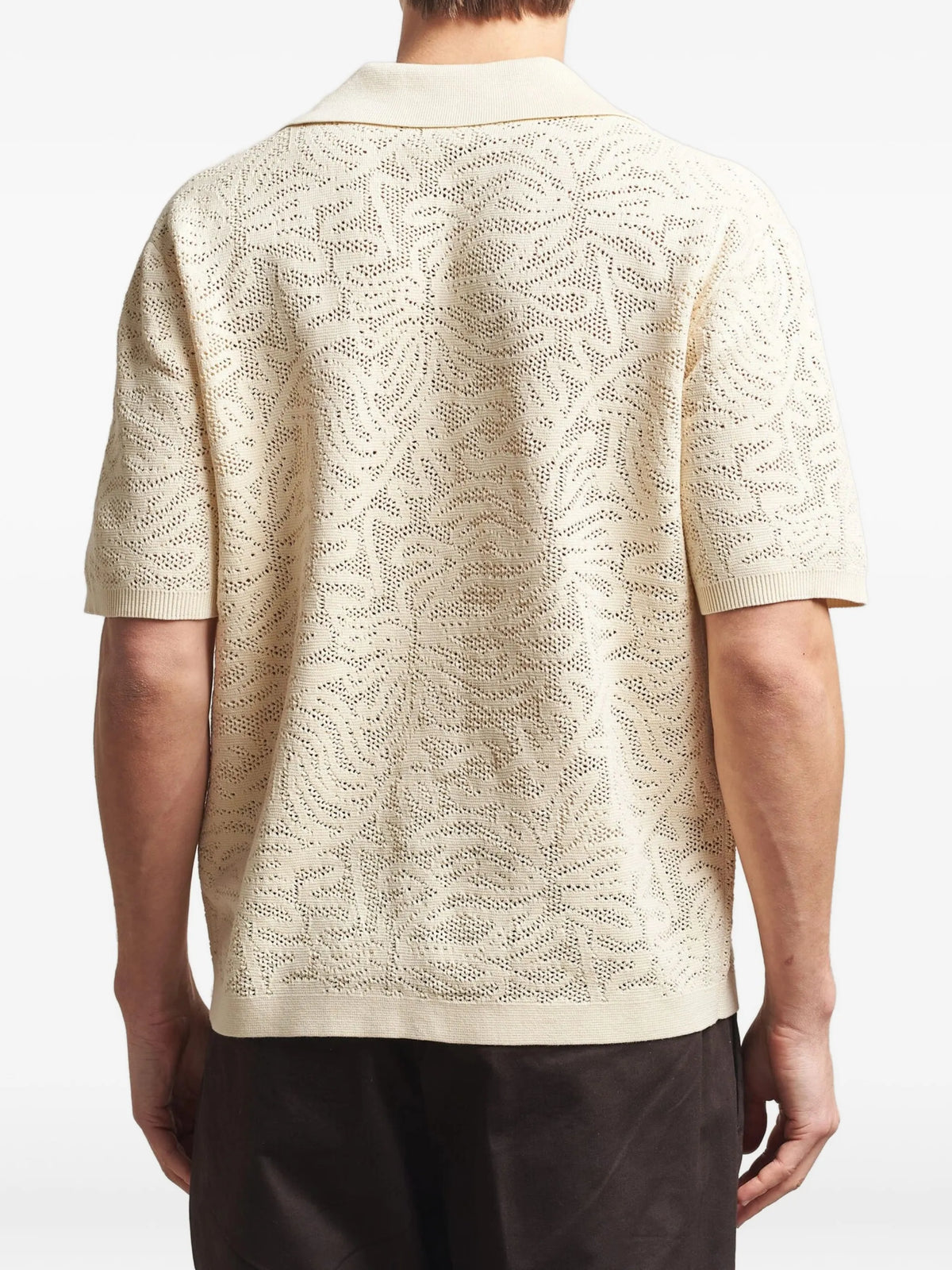 Image of Beige Lace Shirt - Collection Printemps-Été 2026 by Drole De Monsieur for Men - Season Spring-Summer 2026 - Model View 2