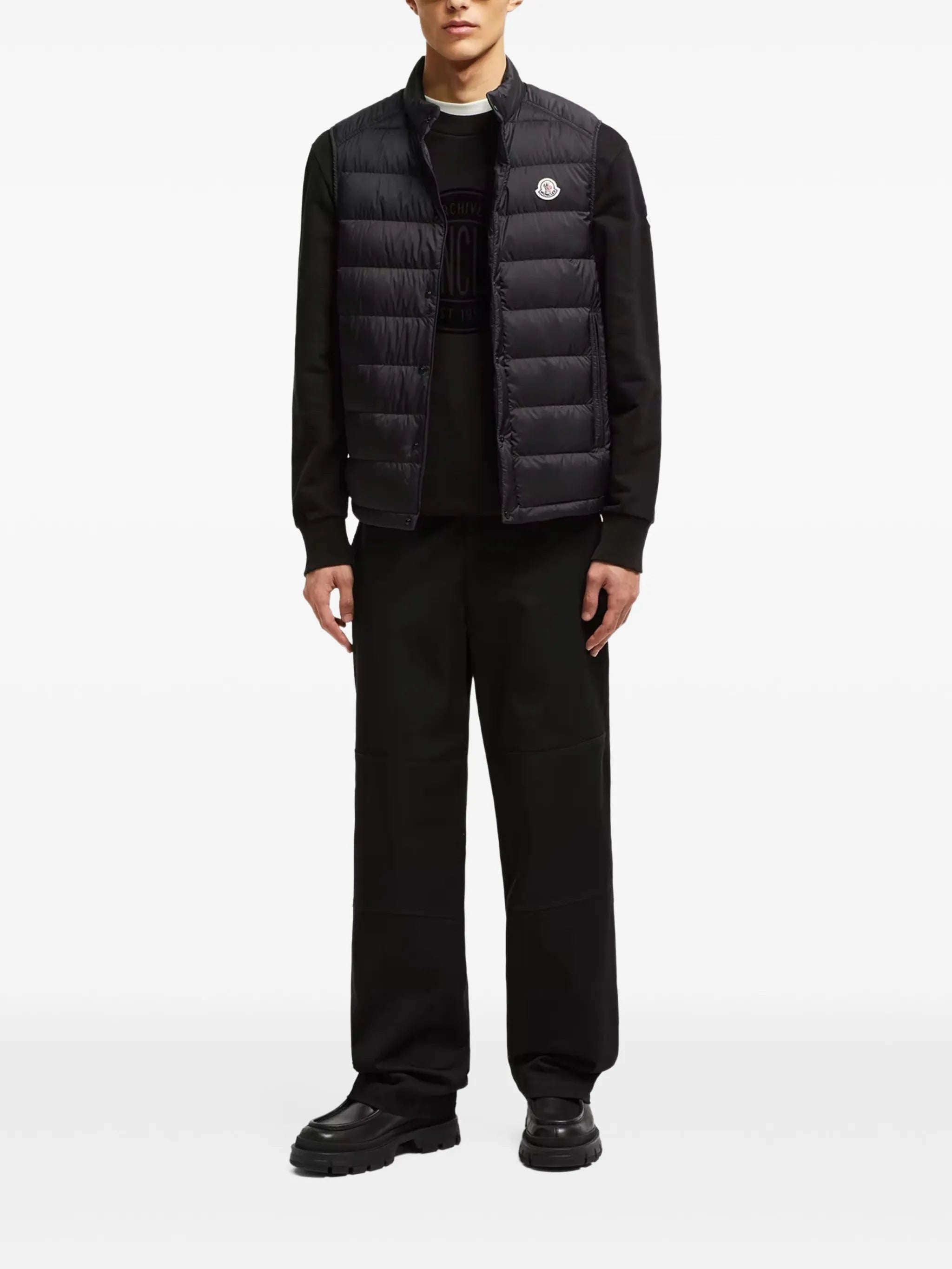 Image of Barthe Black Gilet by Moncler for Men - Season Spring-Summer 2026 - Model view 1