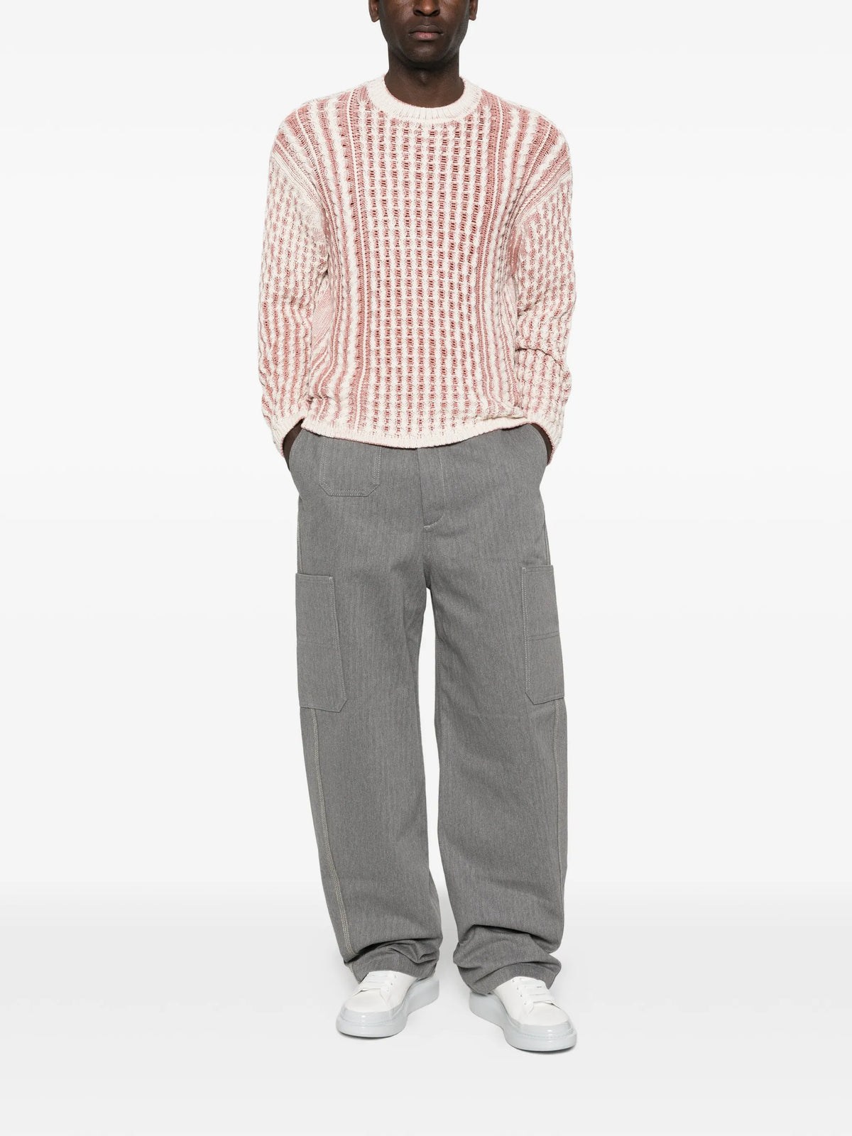 Image of Givenchy Grey Denim Cargo Pants by Givenchy for Men - Season Spring-Summer 2026 - Model View 1