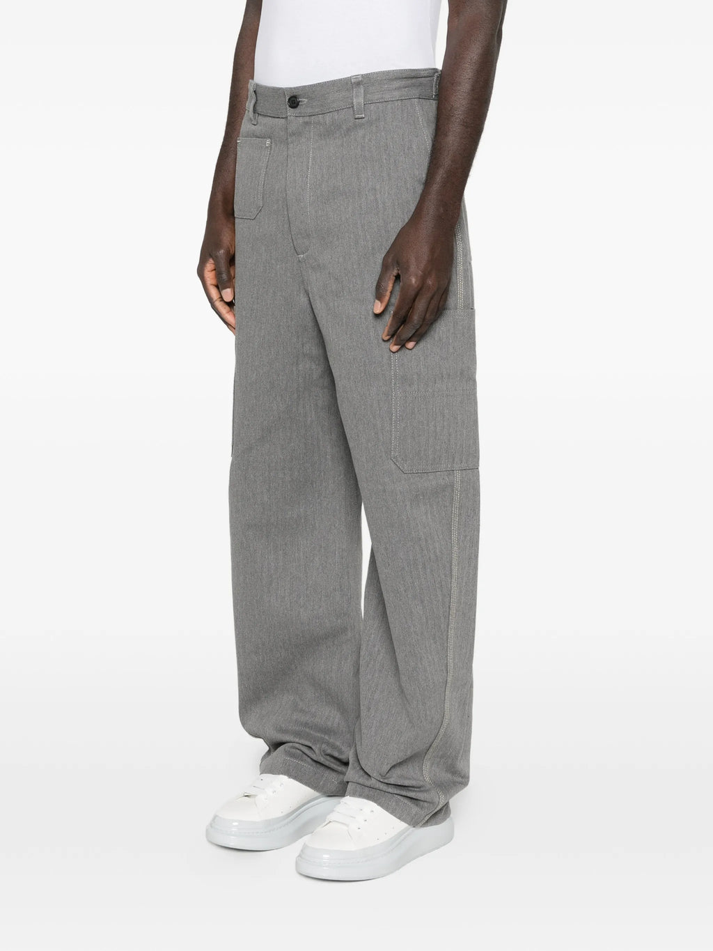 Image of Givenchy Grey Denim Cargo Pants by Givenchy for Men - Season Spring-Summer 2026 - Model View 2