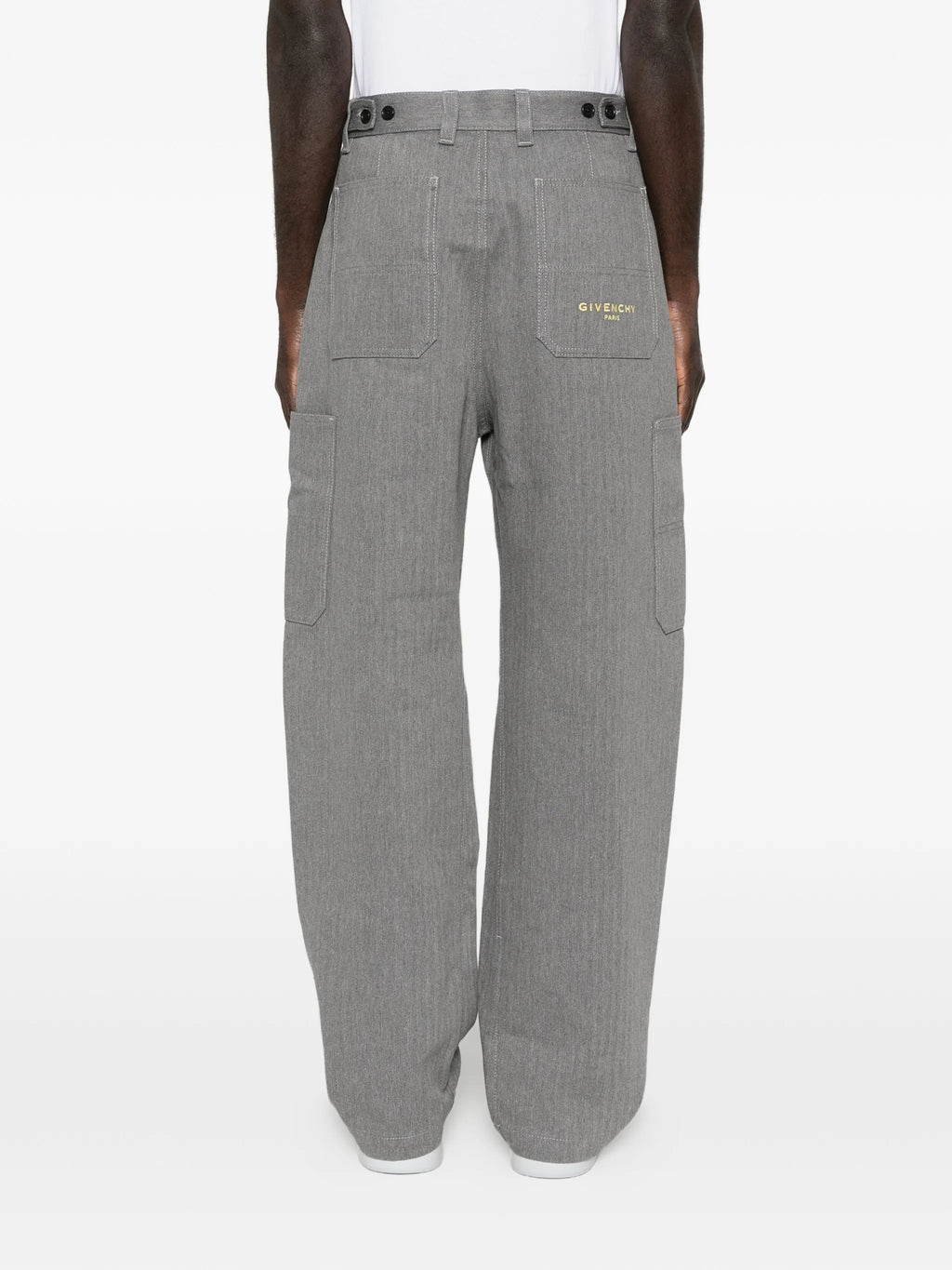 Image of Givenchy Grey Denim Cargo Pants by Givenchy for Men - Season Spring-Summer 2026 - Model View 3
