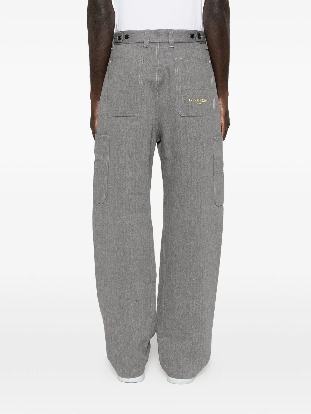 Image of Givenchy Grey Denim Cargo Pants by Givenchy for Men - Season Spring-Summer 2026 - Model View 3