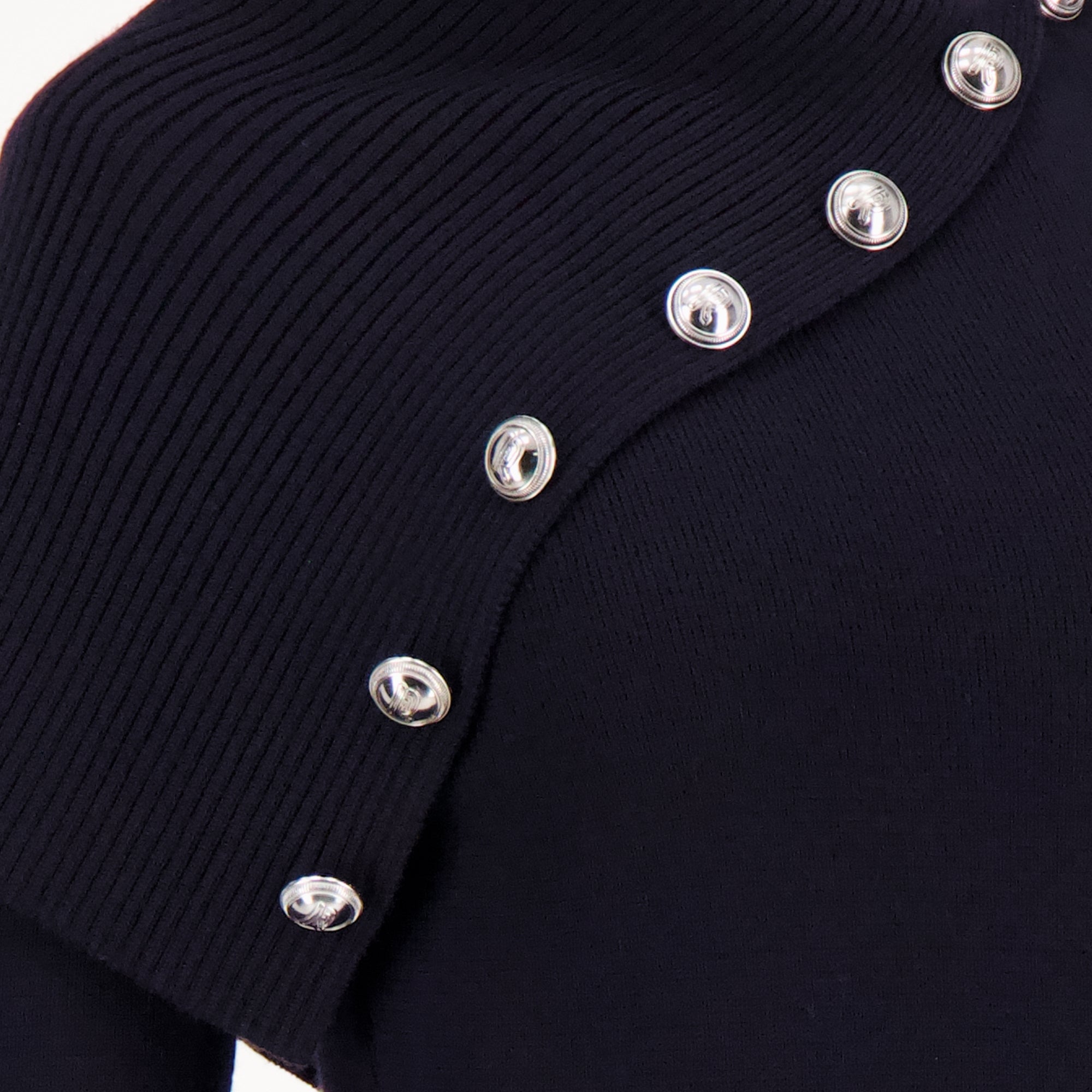 Rabanne dress, long button dress, wool dress, navy blue dress, Autumn-Winter 2025 fashion