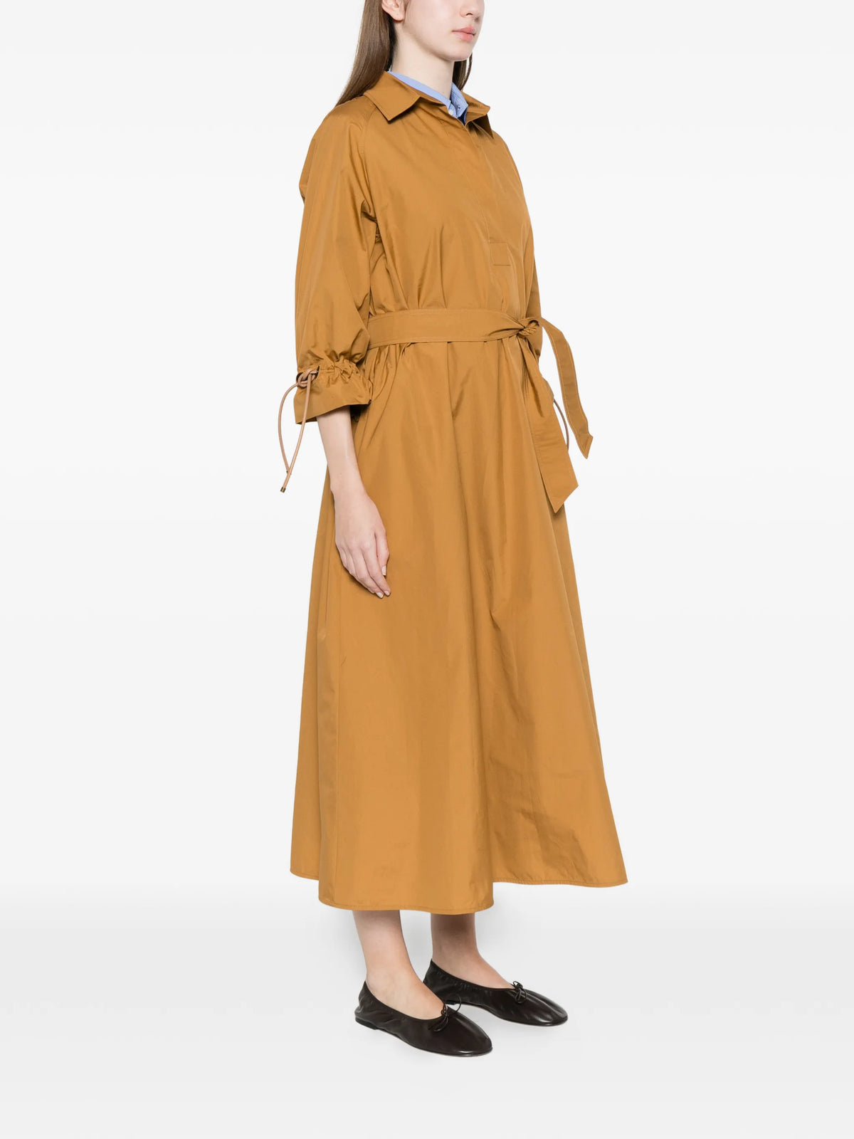 Image of Brown Cotton Poplin Dress by Max Mara for Women - Season Spring-Summer 2026 - Model View 2