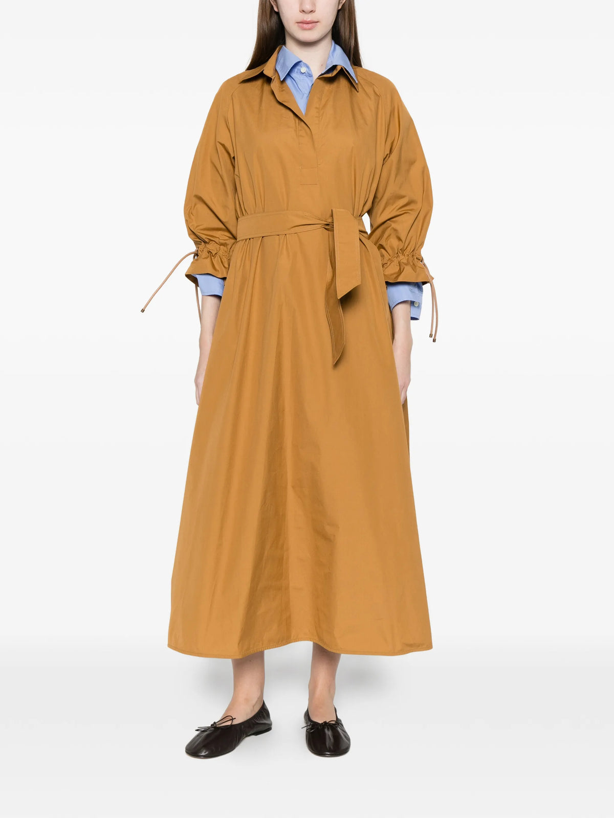 Image of Brown Cotton Poplin Dress by Max Mara for Women - Season Spring-Summer 2026 - Model View 1