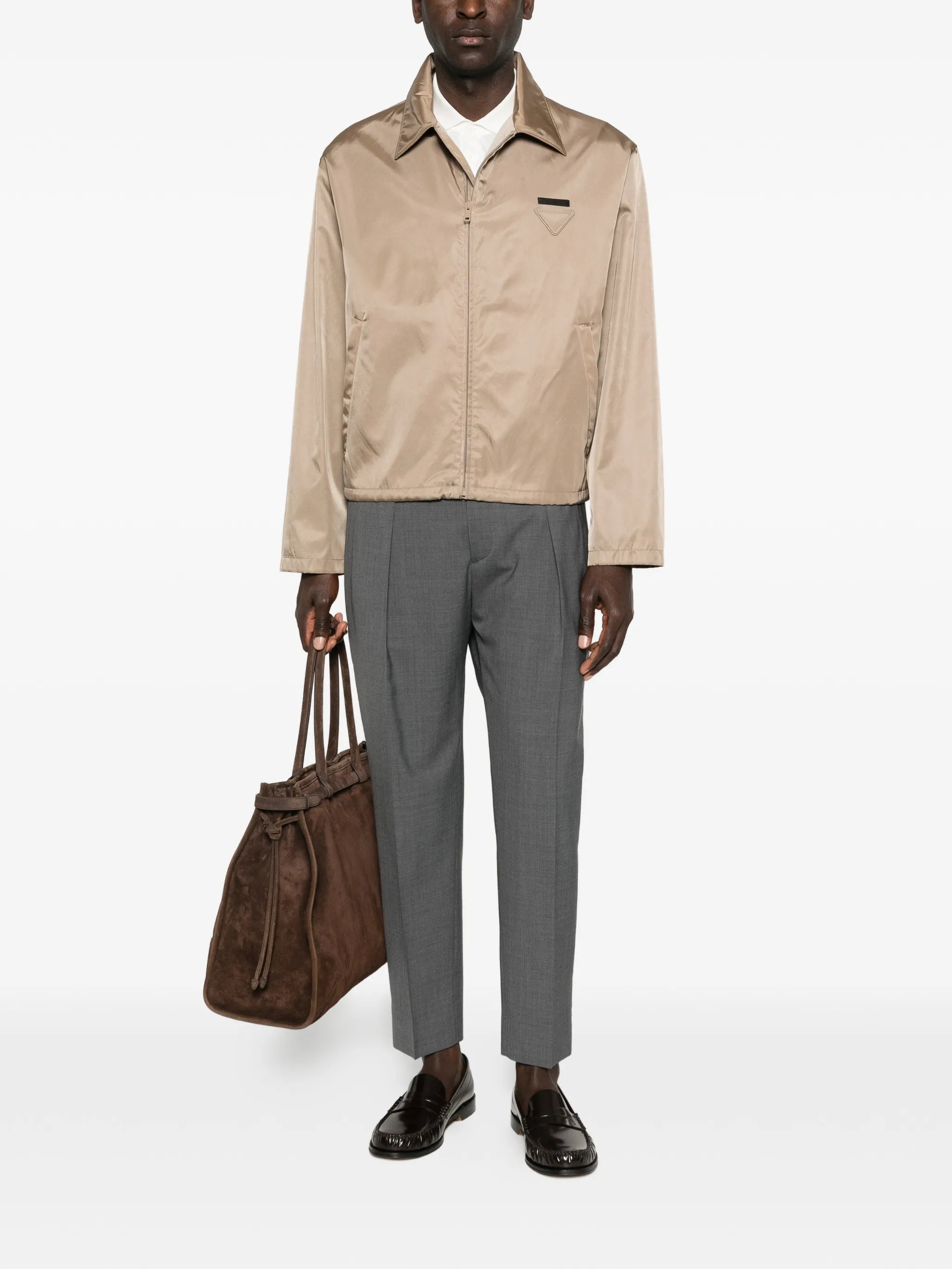 Beige Nylon Jacket - Prada - Men | WE IN STYLE