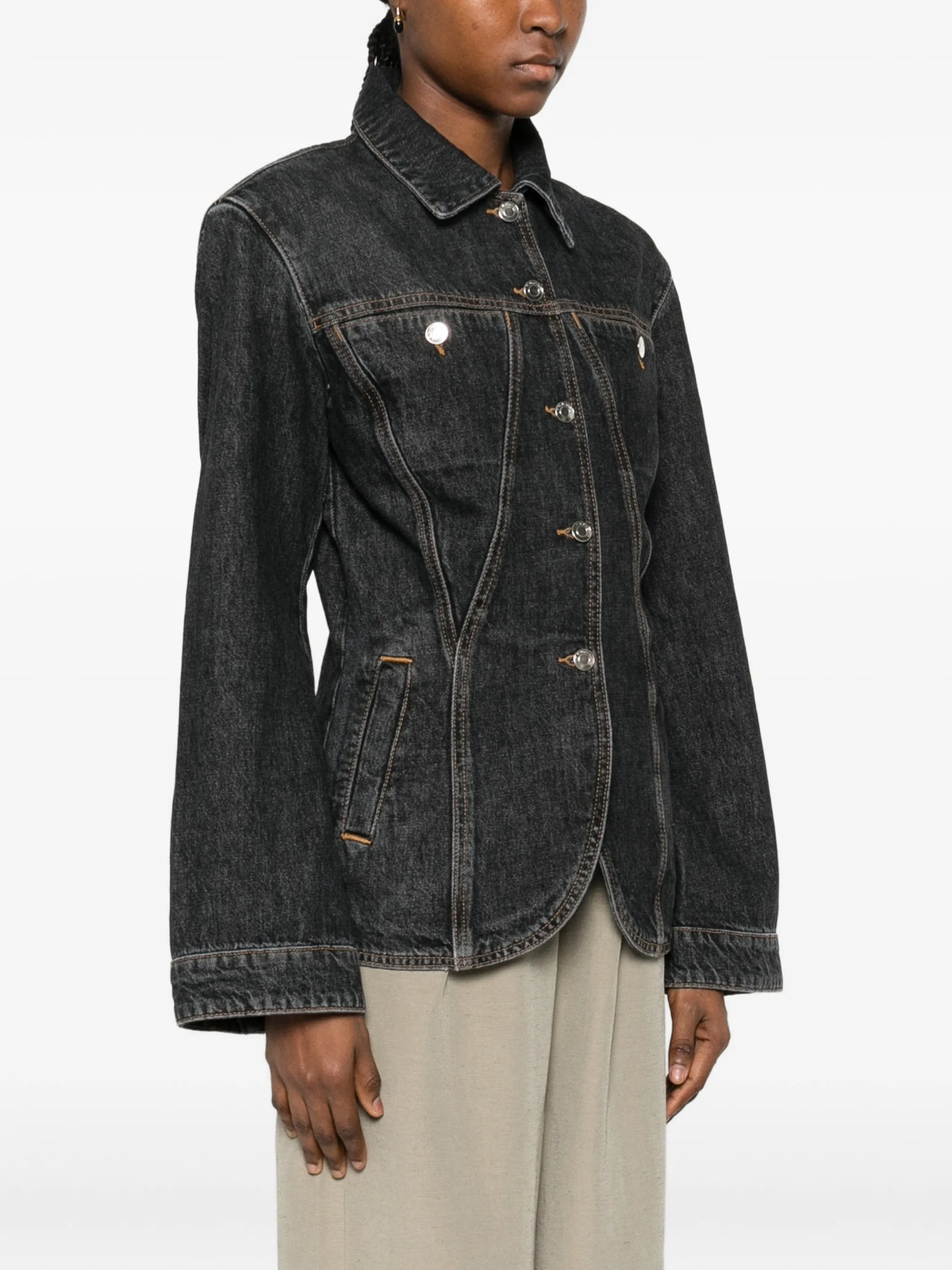 Image of Blue Denim Jacket by Iro for Women - Season Spring-Summer 2026 - Model View 2