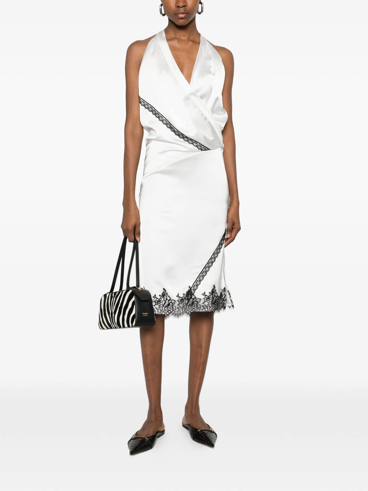 Image of Draped Satin Effect Midi Dress by Iro for Women - Season Spring-Summer 2026 - Model View 1