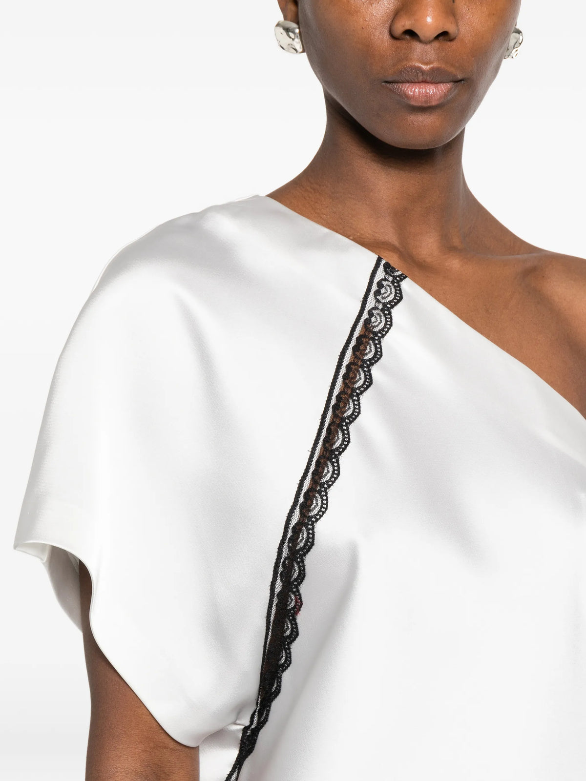 Image of Asymmetrical Satin Top White by Iro for Women - Season Spring-Summer 2026 - Model View 4