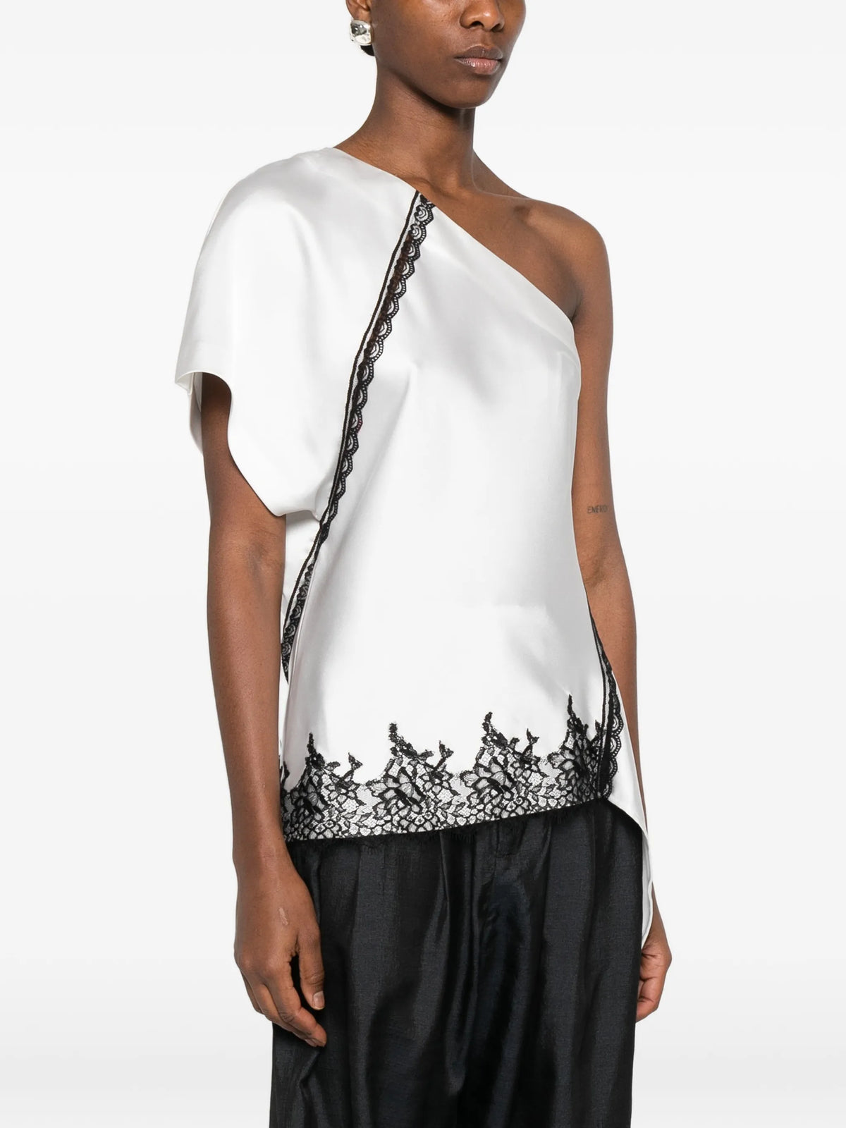 Image of Asymmetrical Satin Top White by Iro for Women - Season Spring-Summer 2026 - Model View 2