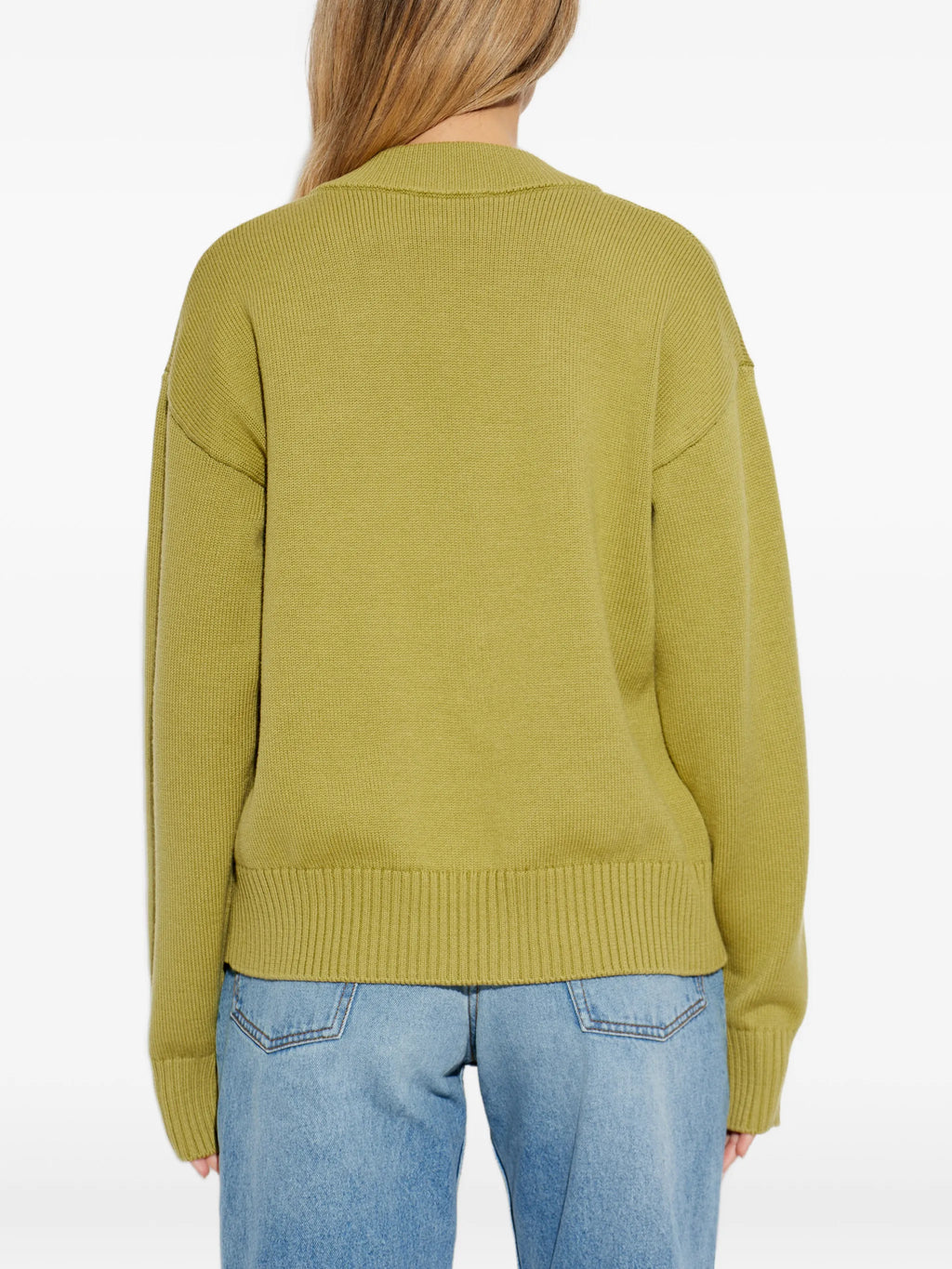 Immagine del cardigan verde Ami de Coeur di Ami PARIS per Unisex - Stagione Primavera-Estate 2026 - Vista del modello 3