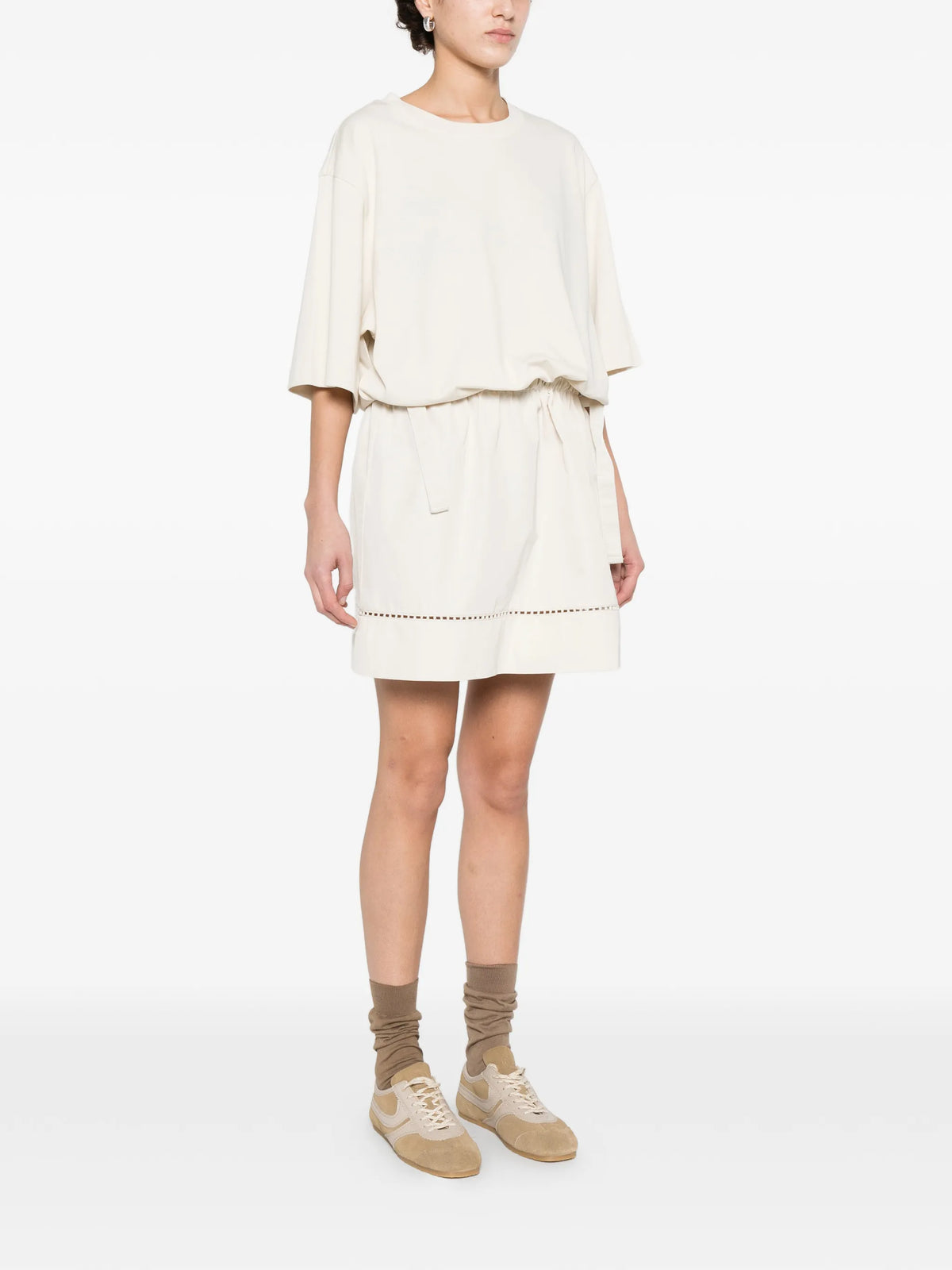 Image of Beige Cotton Dress by Moncler for Women - Season Spring-Summer 2026 - Model View 2