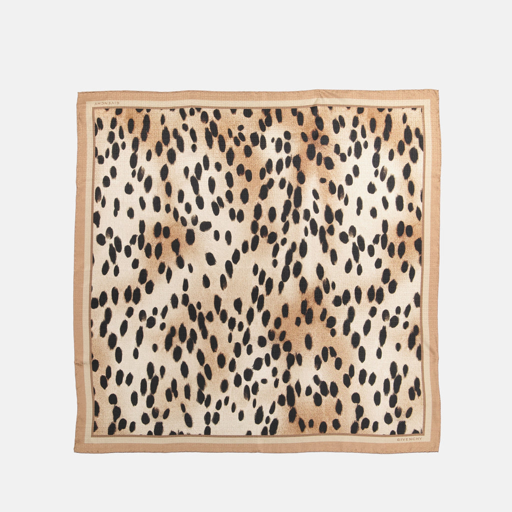 레오퍼드 프린트 실크 스카프 4G