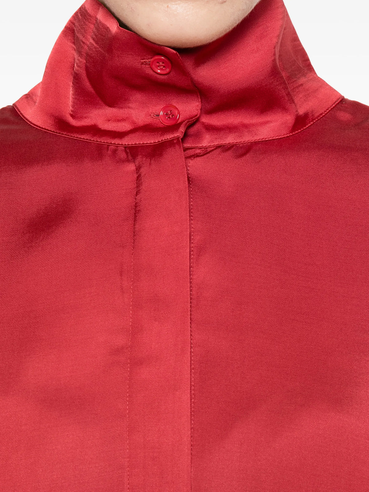 Image of Fluid Satin Effect Shirt Red by Iro for Women - Season Spring-Summer 2026 - Model View 4