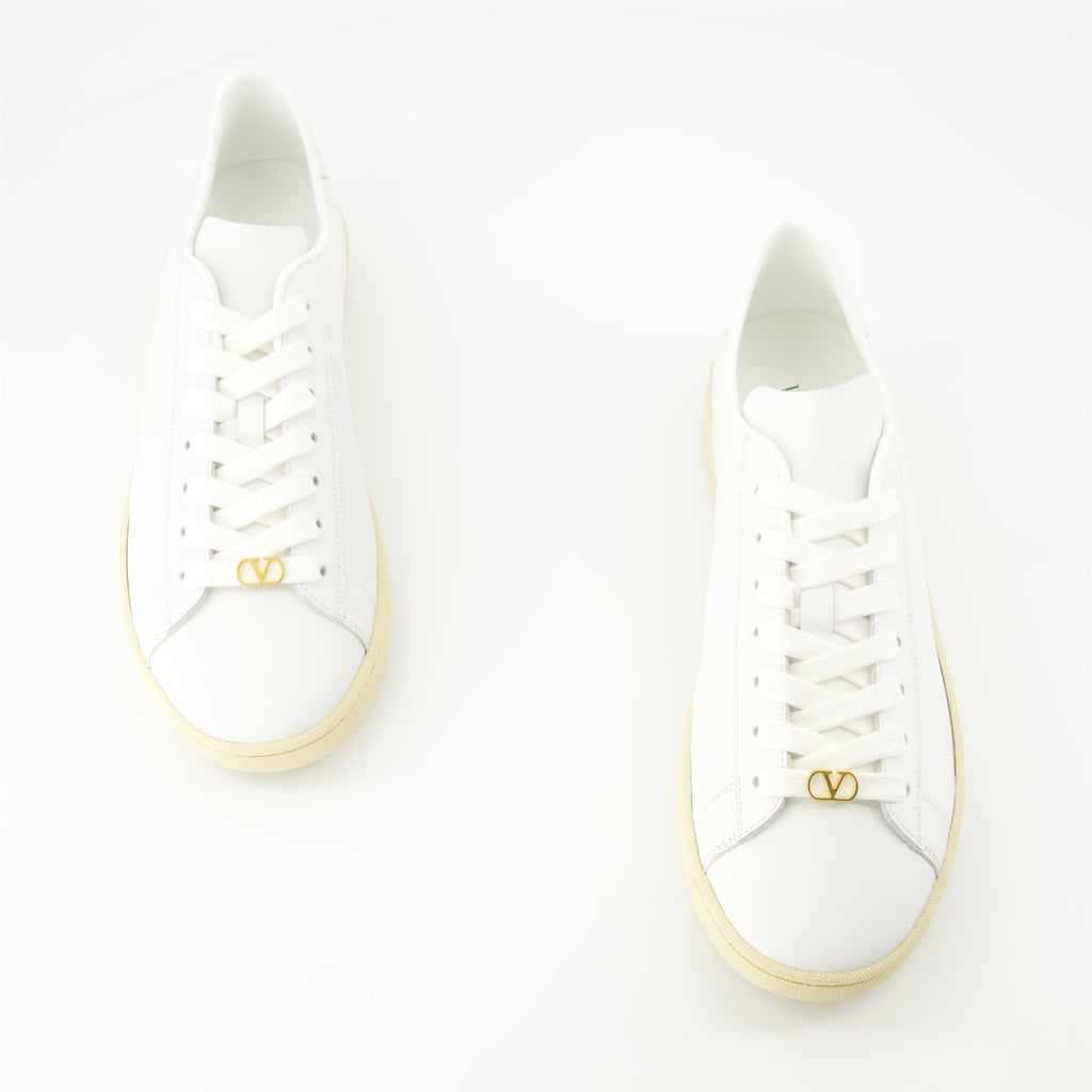 white nappa leather sneakers, Royco sneakers, Valentino shoes, luxury footwear, designer sneakers