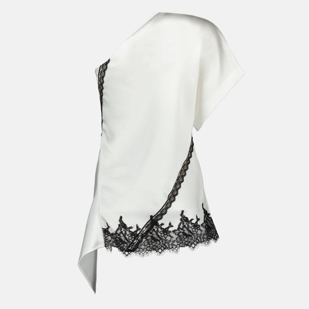 Asymmetrical Satin Top White
