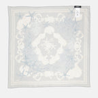 Versace Scarf, Blue Silk Scarf, Luxury Accessories, Barocco Sea, Fashion Scarf