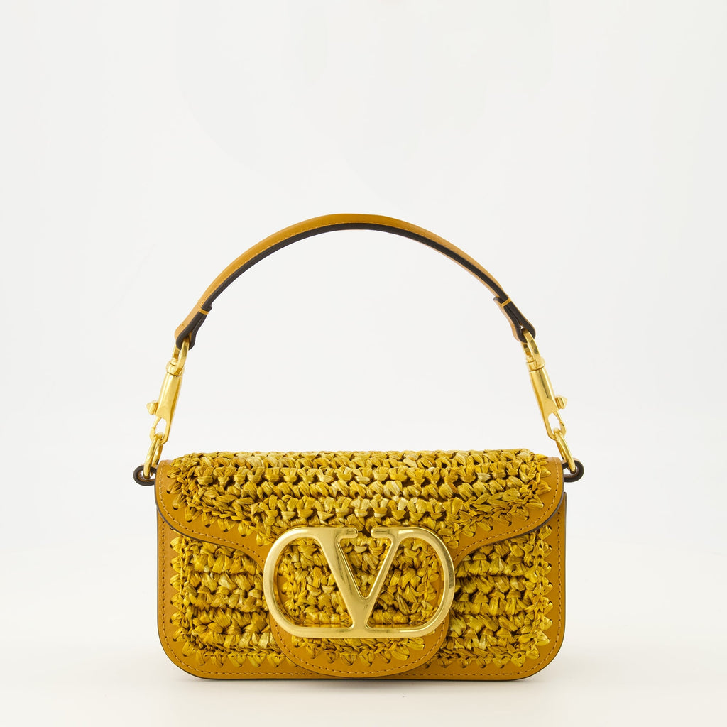 Image of Locò Leather and Raffia Bag by Valentino Garavani for Women - Season Spring-Summer 2026 - Front View