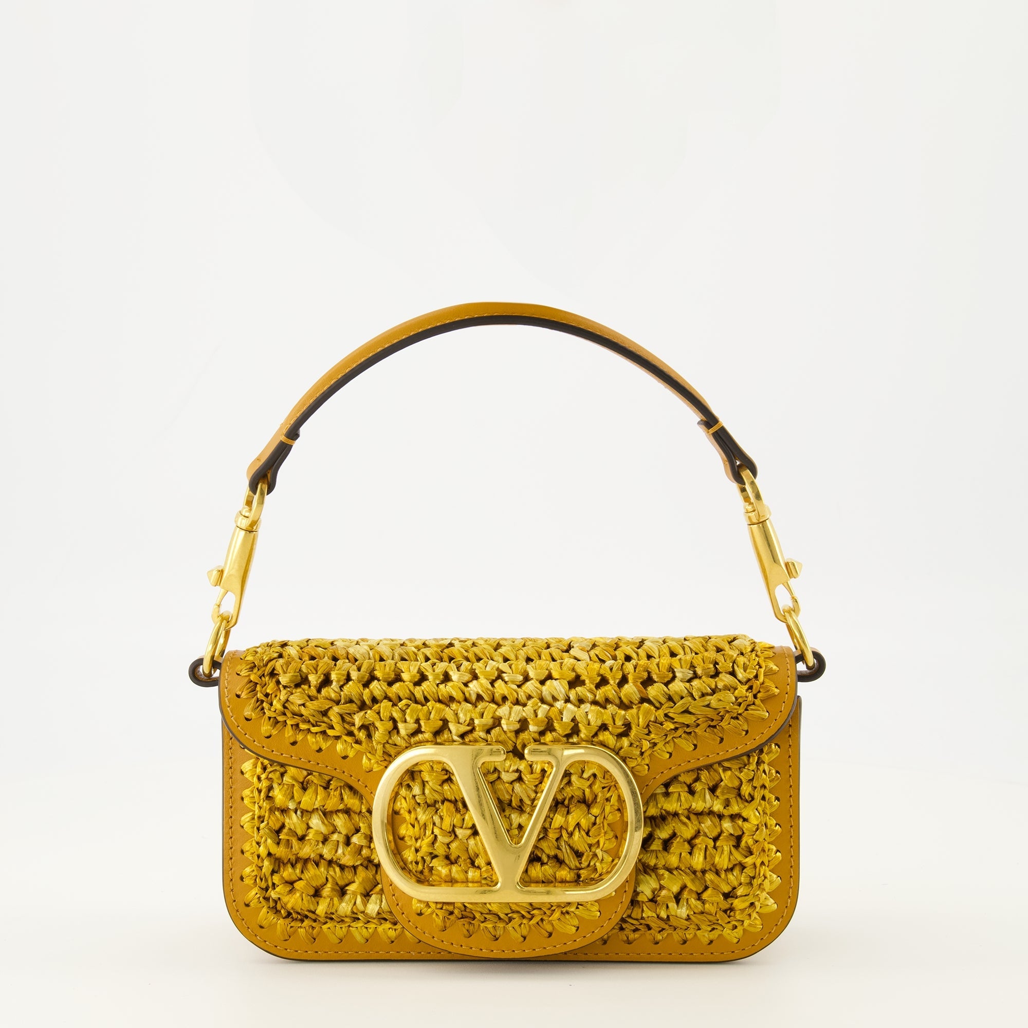 Image of Locò Leather and Raffia Bag by Valentino Garavani for Women - Season Spring-Summer 2026 - Front View