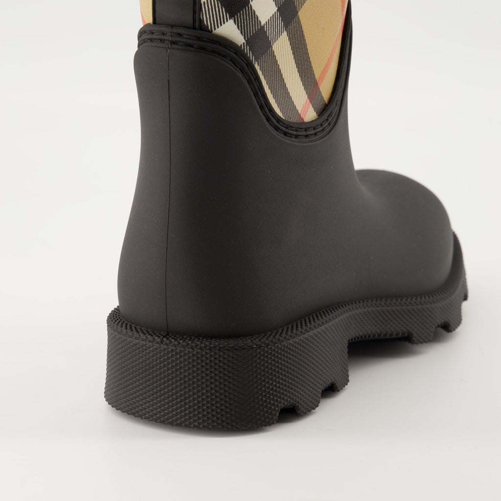 Burberry boots, rubber footwear, Check print shoes, non-slip boots, women's fashion footwear