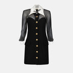 Black Bustier Contrast Collar Dress