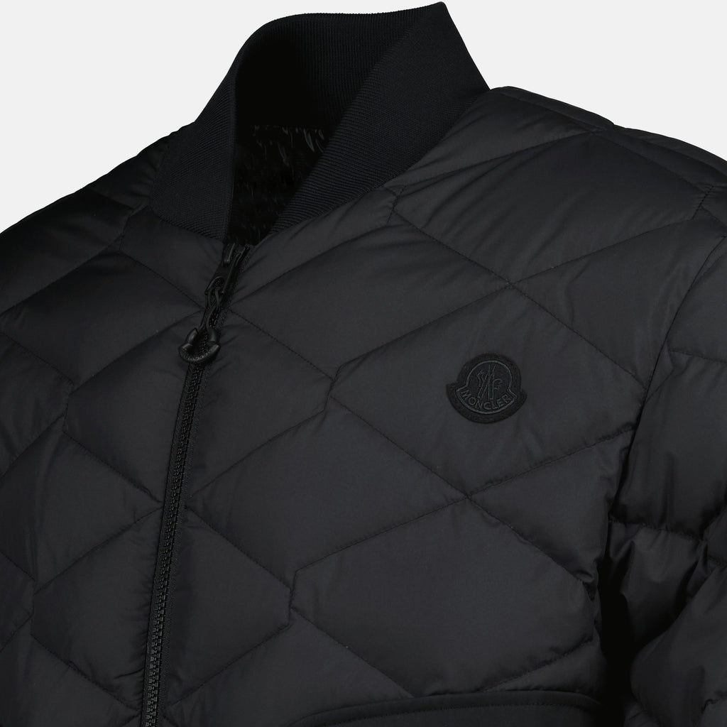 Moncler bomber jacket, down insulation jacket, black bomber coat, men's outerwear, premium polyester jacket