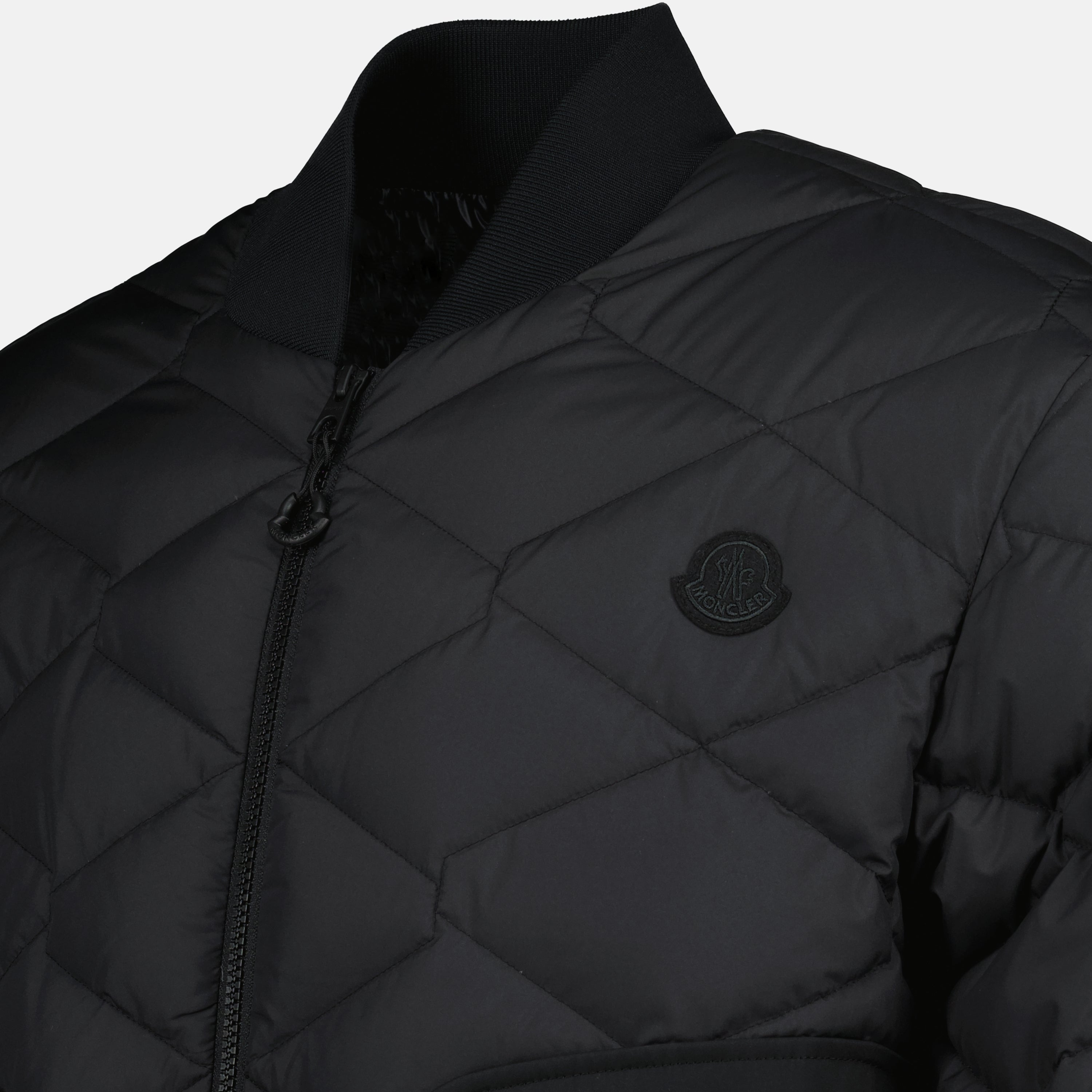 Moncler bomber jacket, down insulation jacket, black bomber coat, men's outerwear, premium polyester jacket