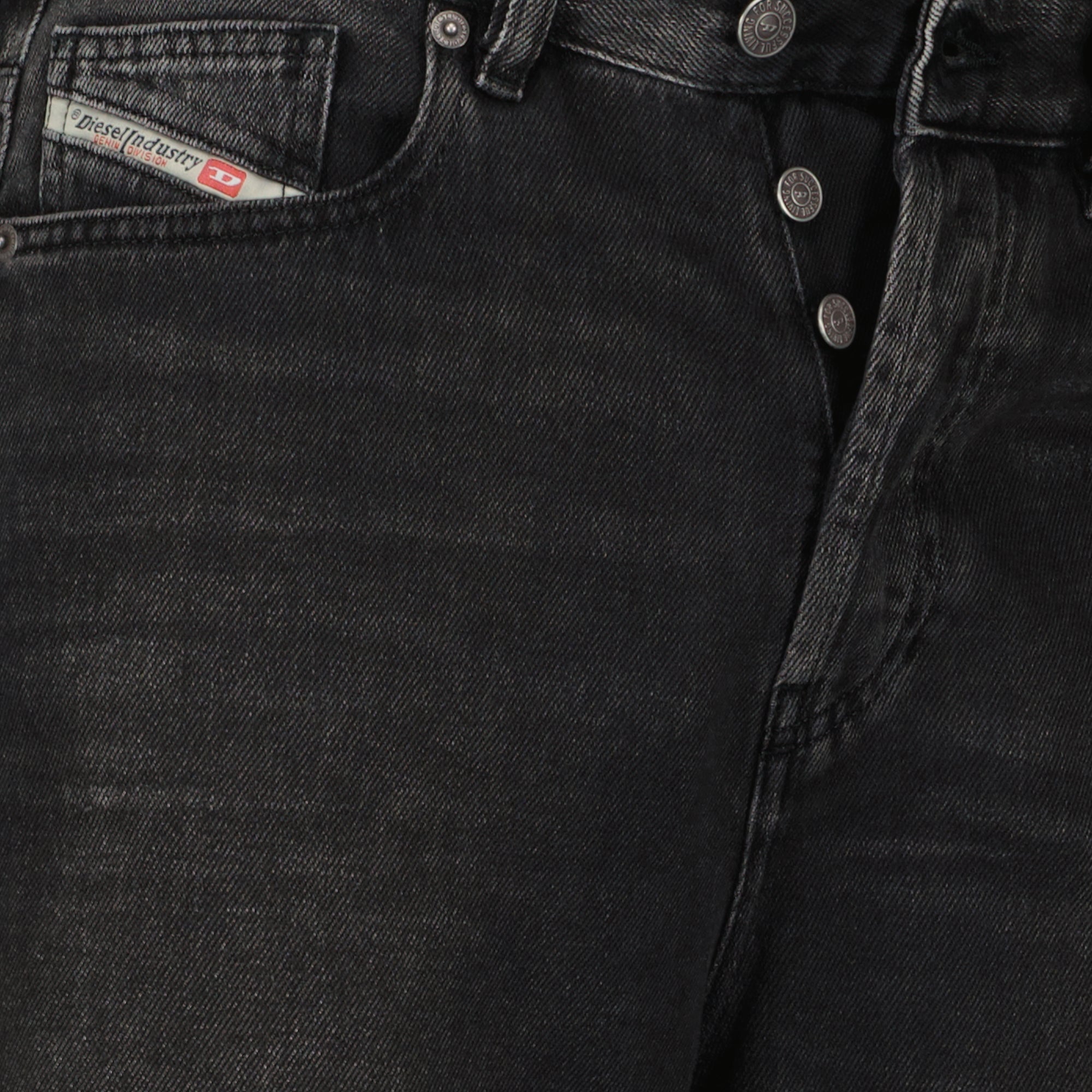 wide jeans, faded black denim, high-waisted jeans, Diesel jeans, women's denim fashion