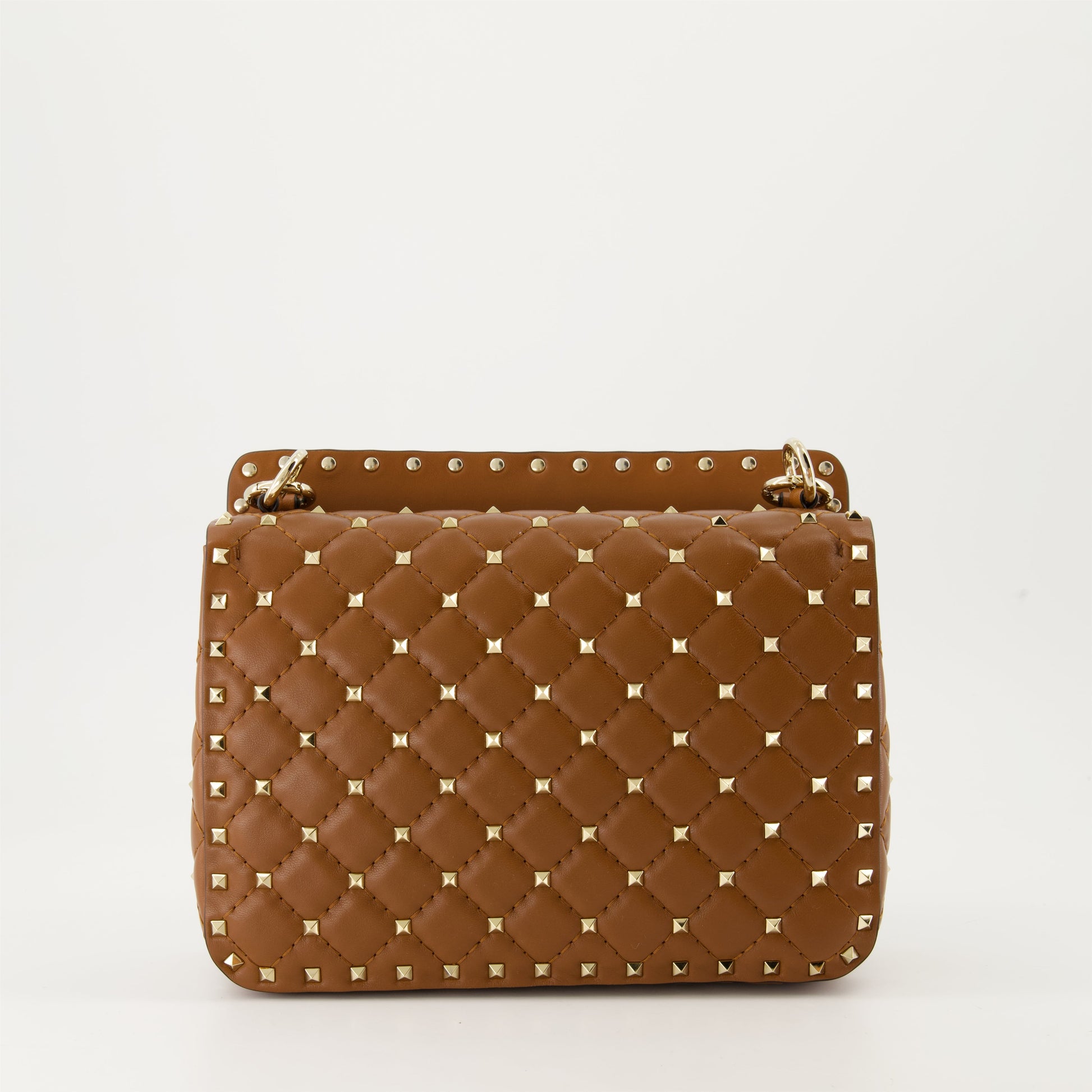 Rockstud Spike bag, Valentino Garavani, brown leather bag, quilted leather handbag, luxury designer bag