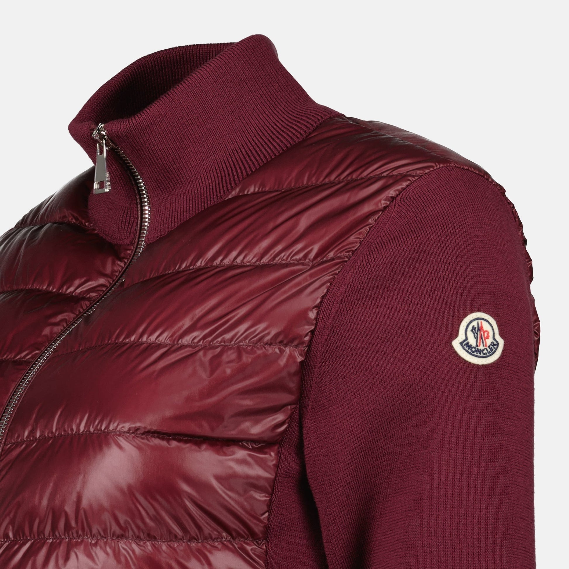 burgundy jacket, quilted jacket, dual fabric jacket, Moncler jacket, Autumn-Winter 2024 jacket