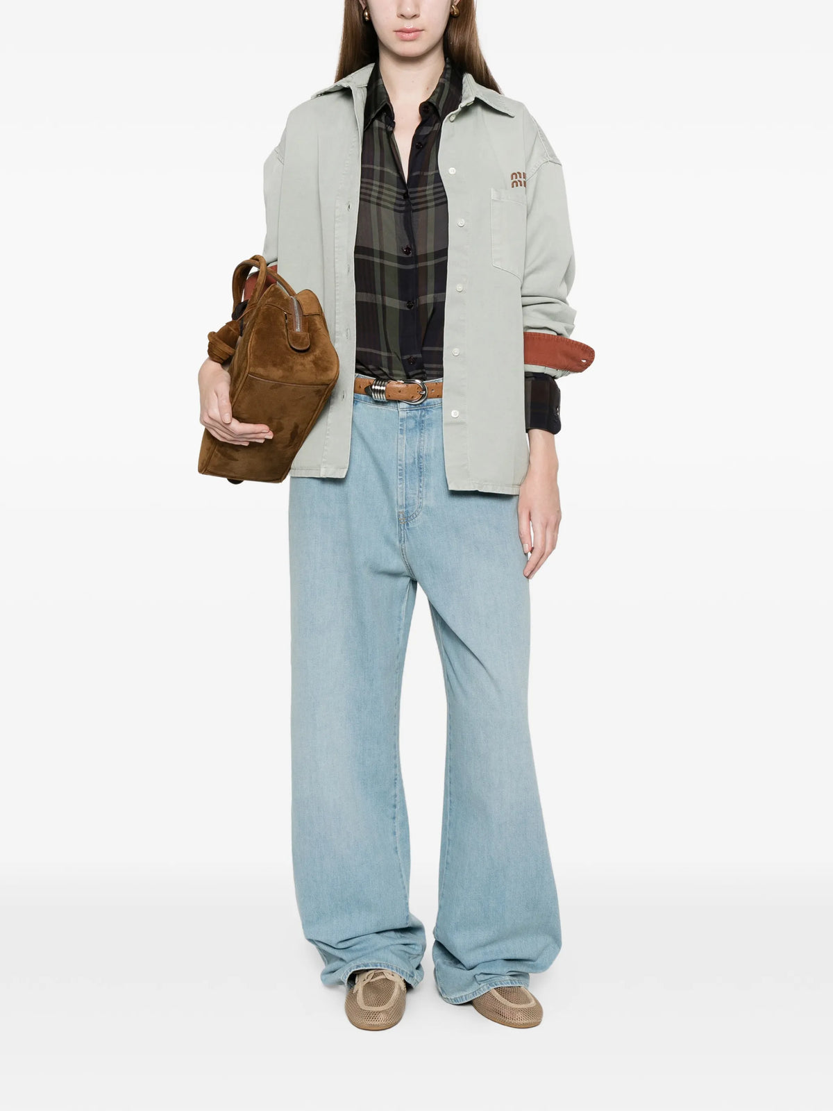 Image of Wide Leg Jeans by Miu Miu for Women - Season Spring-Summer 2026 - Model View 1