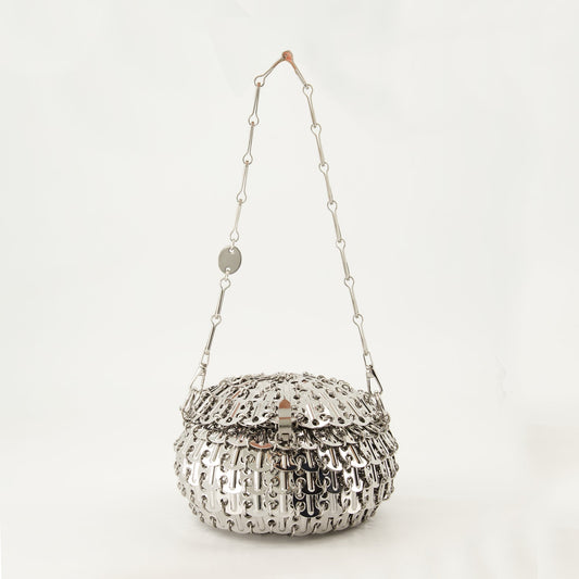 Iconic 1969 Bag, Silver Sphere Bag, Rabanne Collection, Elegant Handbag, Removable Chain Strap