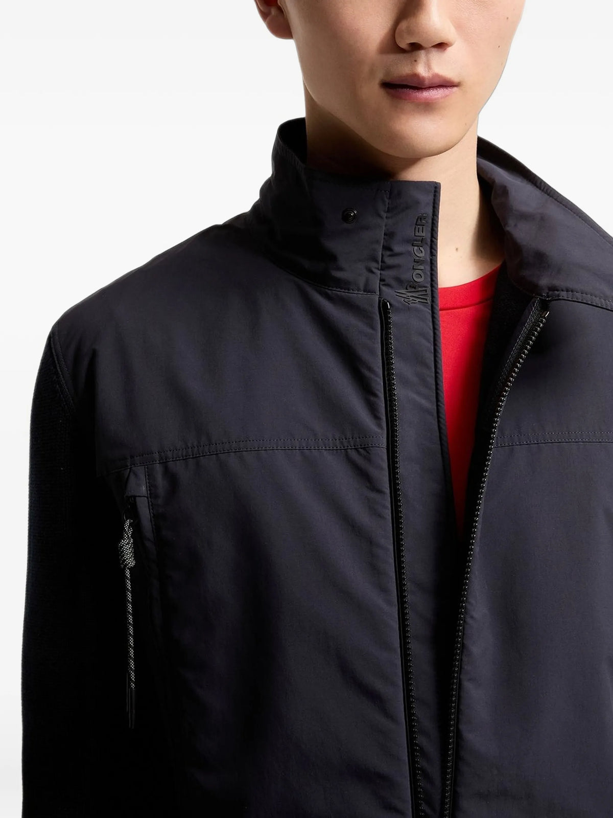 Image of Cardigan Jacket Bi-Material Blue by Moncler Grenoble for Men - Season Spring-Summer 2026 - Model View 5
