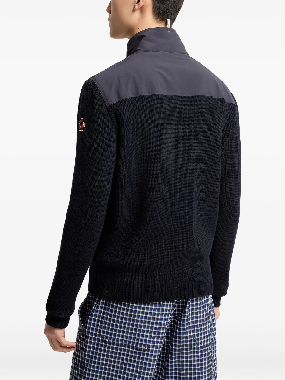 Image of Cardigan Jacket Bi-Material Blue by Moncler Grenoble for Men - Season Spring-Summer 2026 - Model View 3
